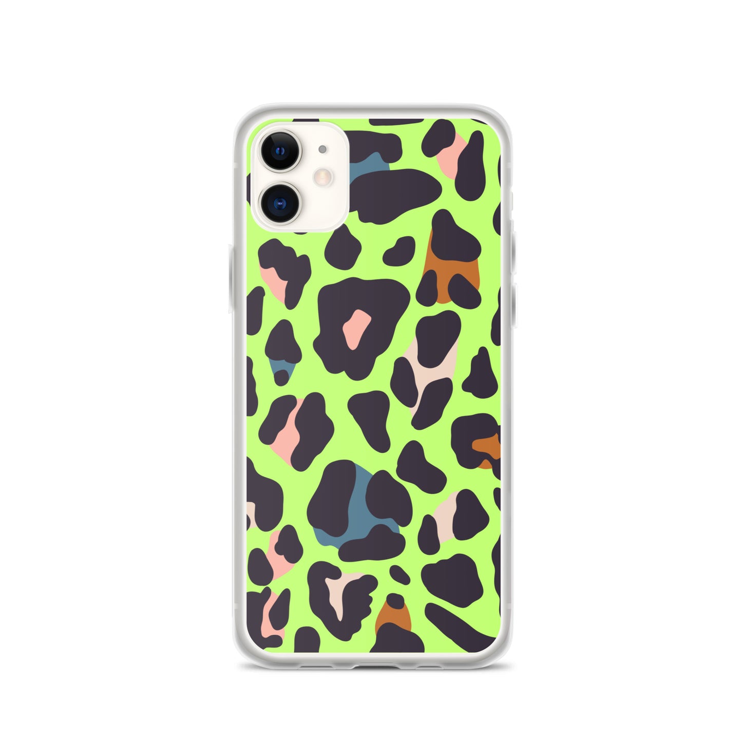 Abstract iPhone case lime leopard print