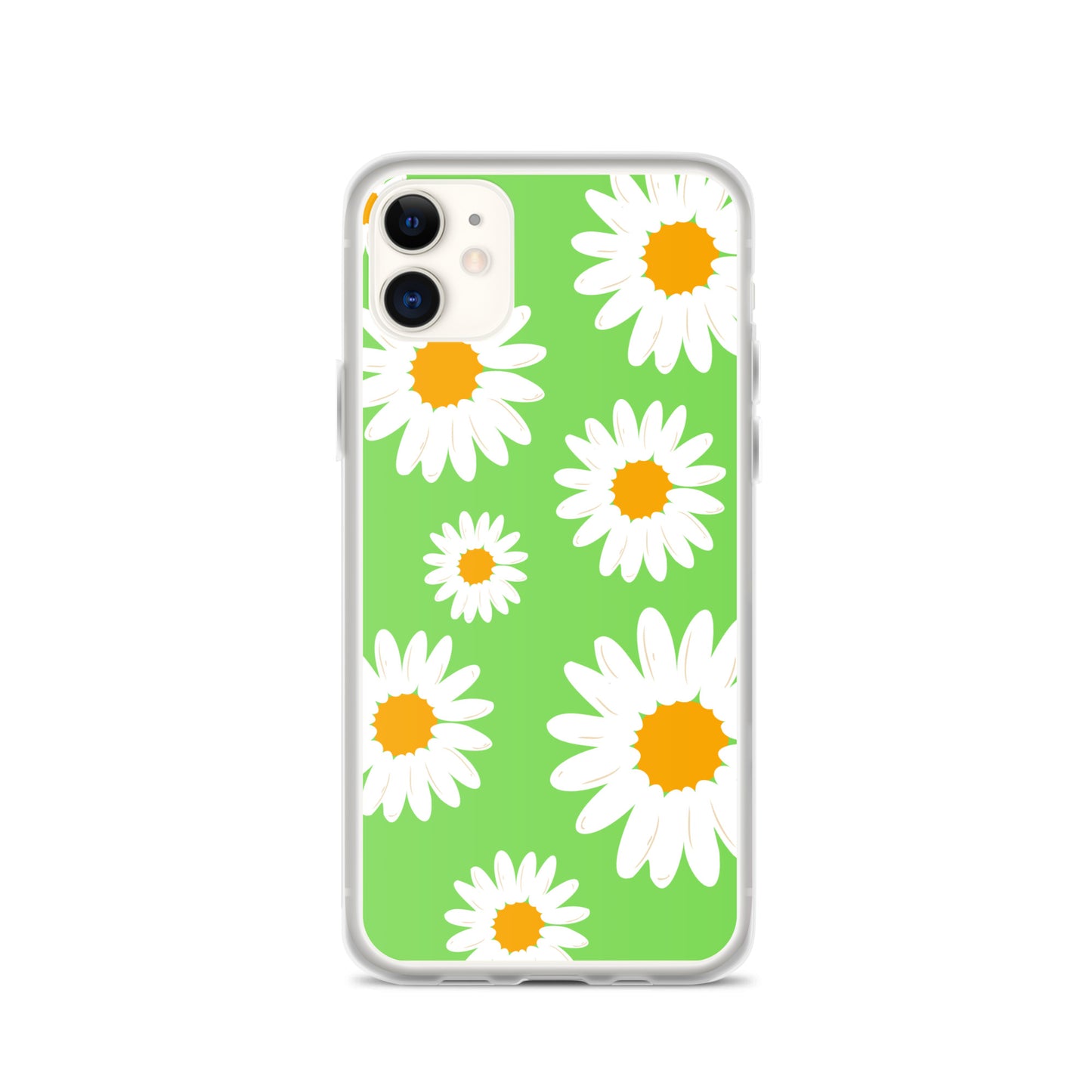 Abstract iPhone case daisies on a green BG