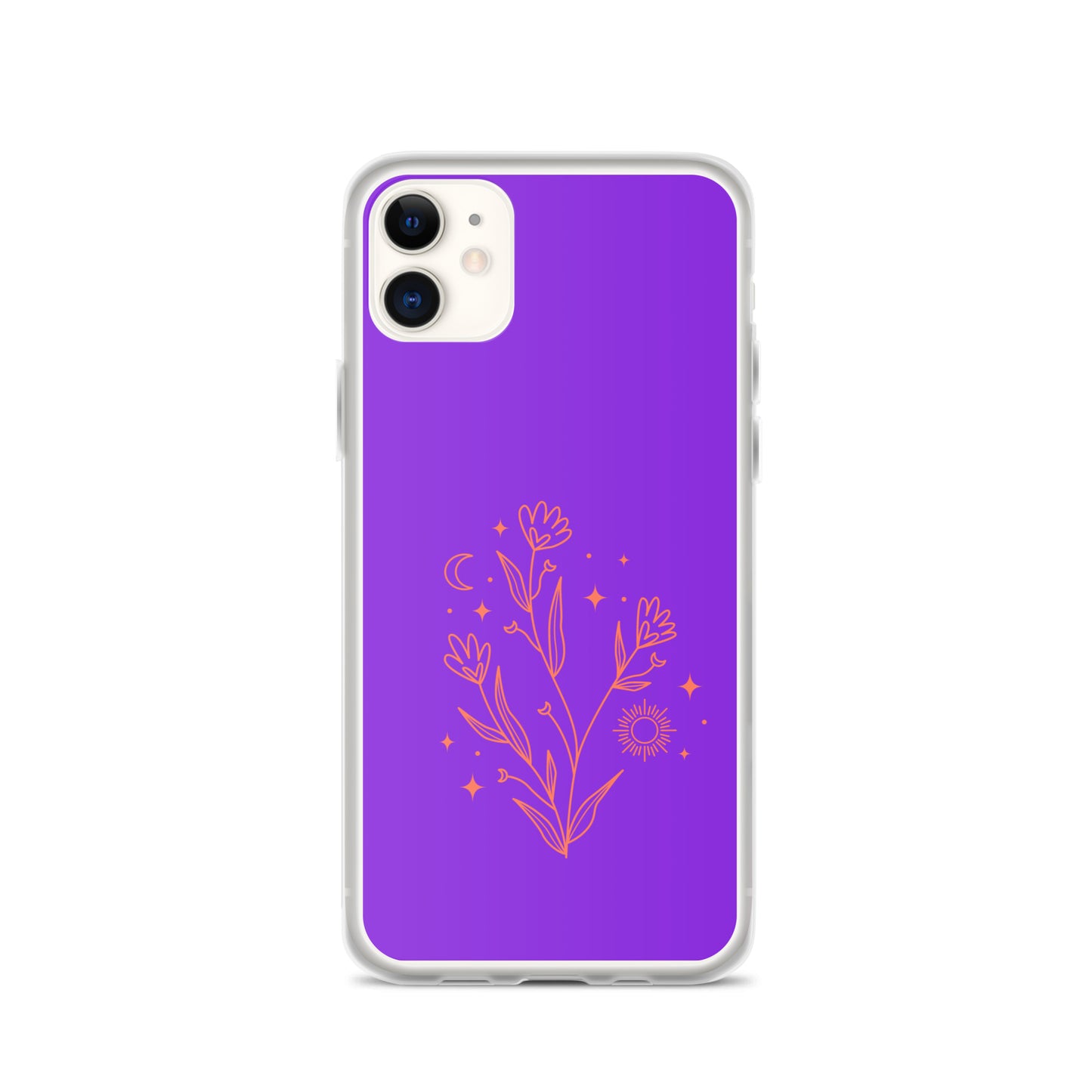 Abstract iPhone case red flowers on purple BG