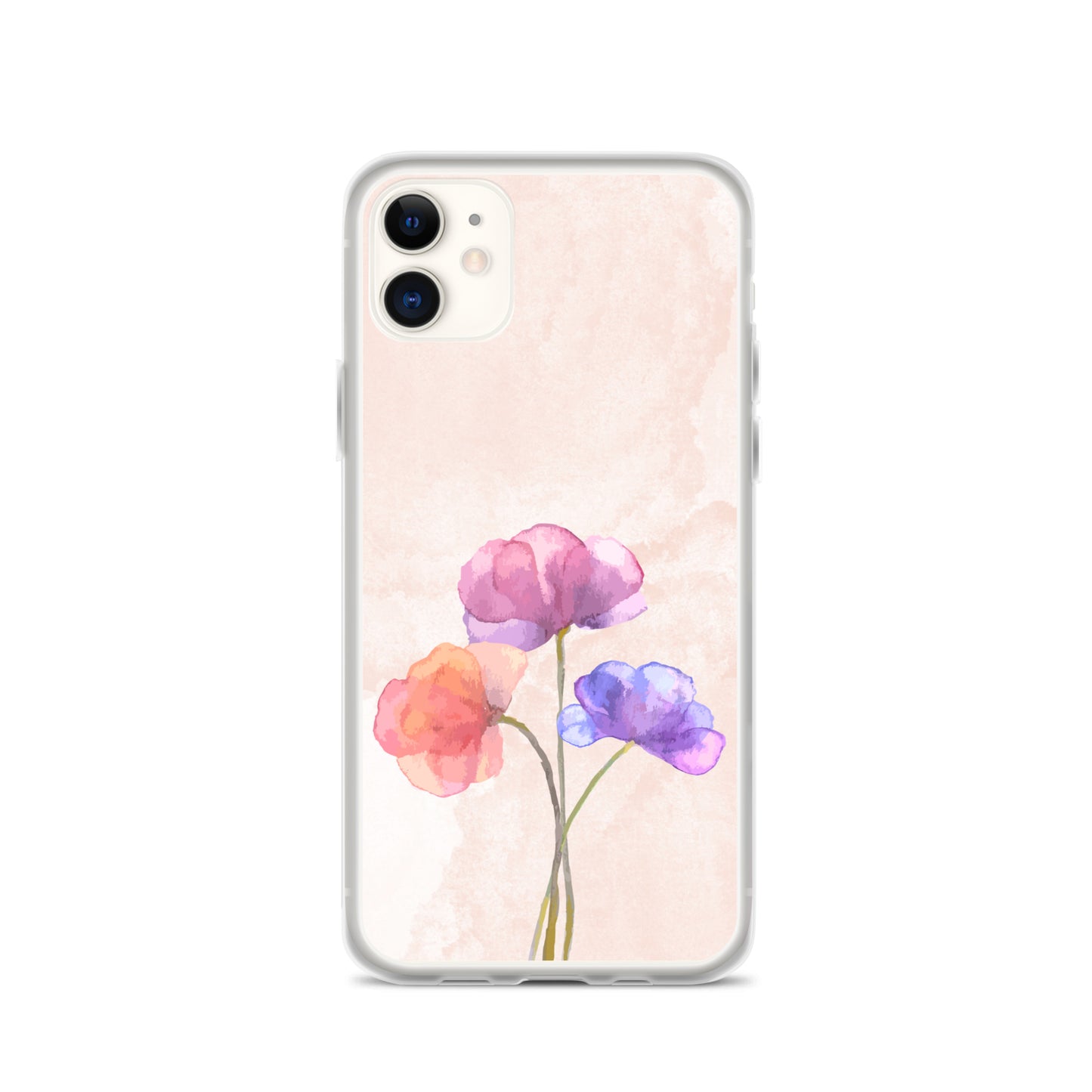 Abstract iPhone case 3 flowers on pink Bg