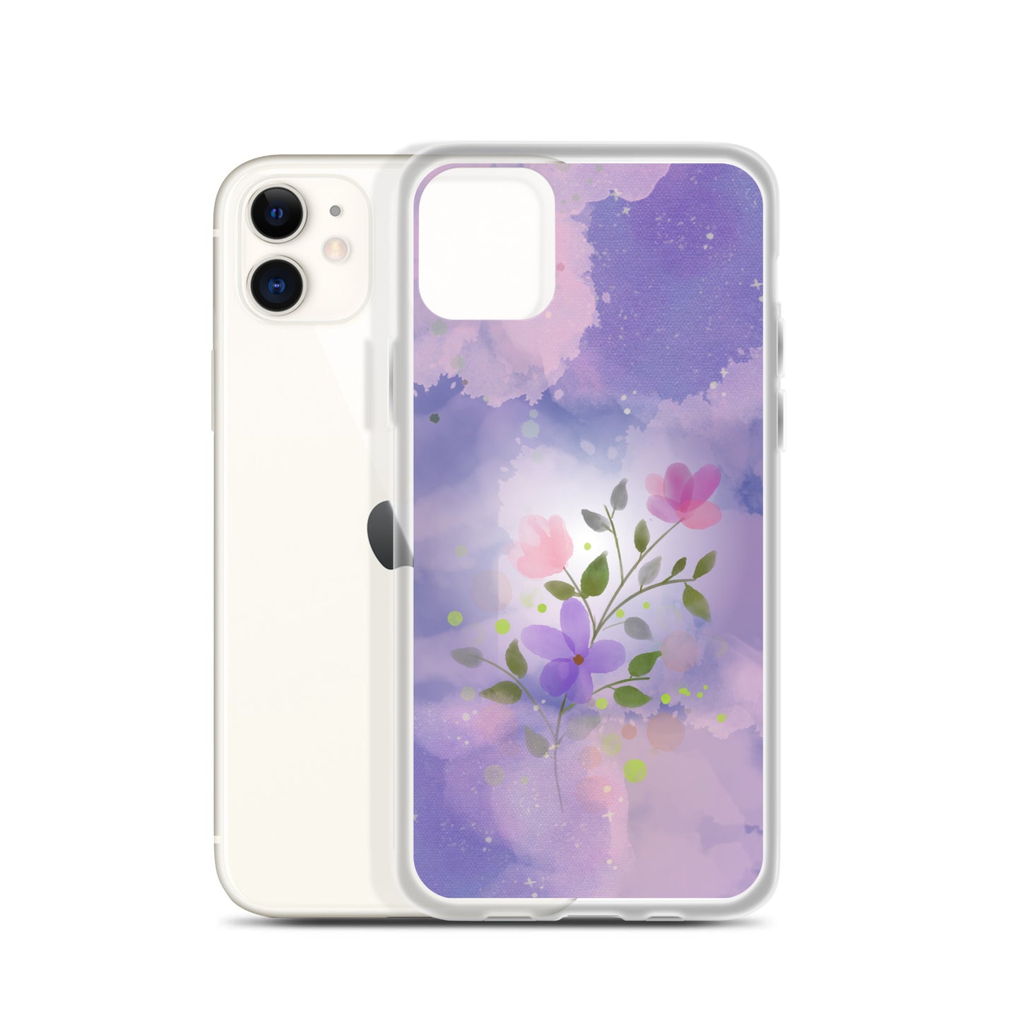 Abstract iPhone case flowers on a lilac Bg