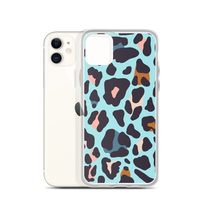 Abstract iPhone case blue leopard print