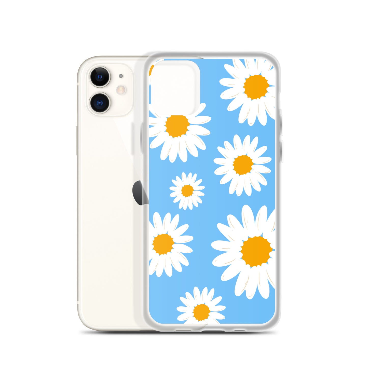 Abstract iPhone case Daisies on skyblue BG