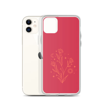 Abstract iPhone case flowers on red BG