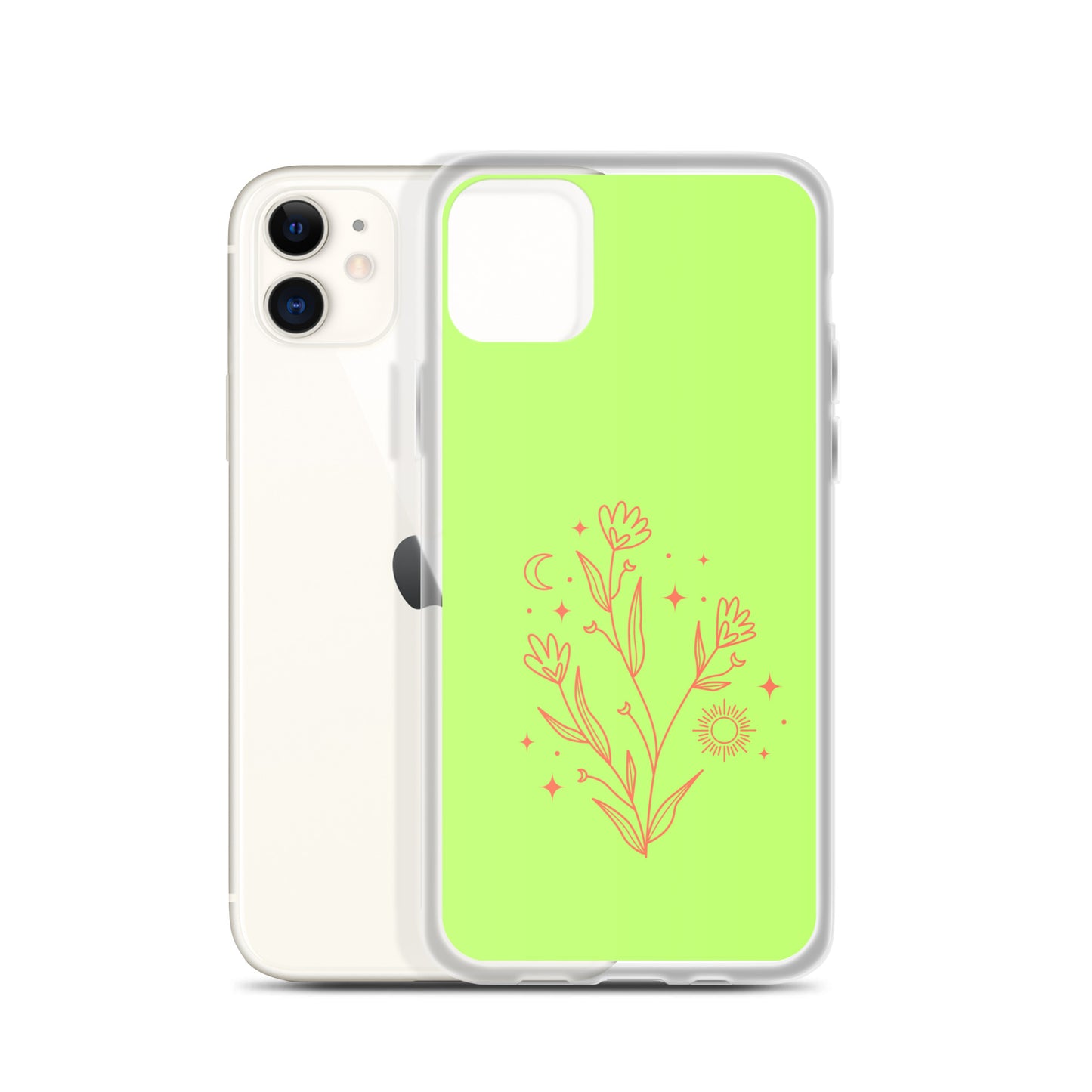 Abstract iPhone case flowers on light green BG