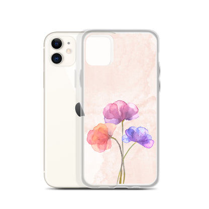 Abstract iPhone case 3 flowers on pink Bg