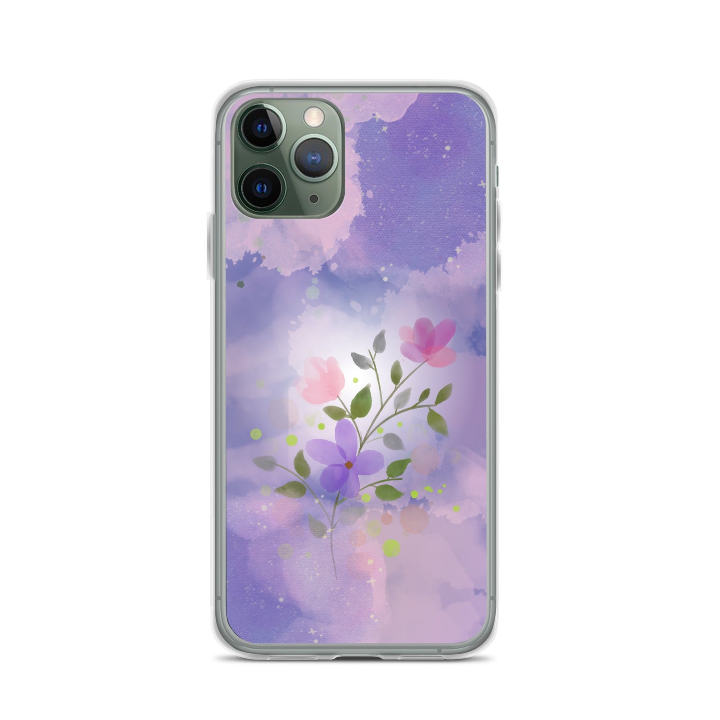 Abstract iPhone case flowers on a lilac Bg