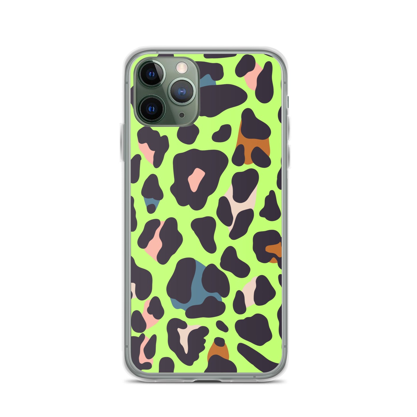 Abstract iPhone case lime leopard print