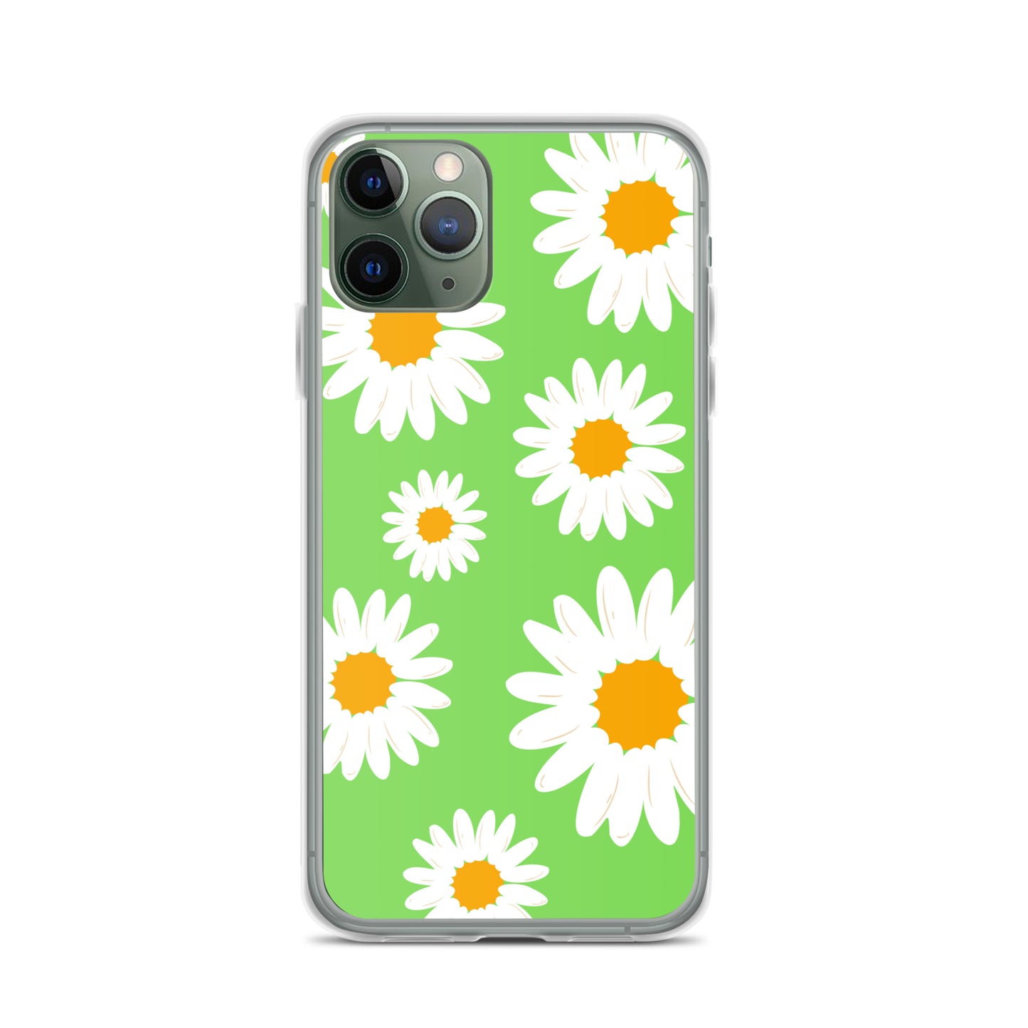 Abstract iPhone case daisies on a green BG