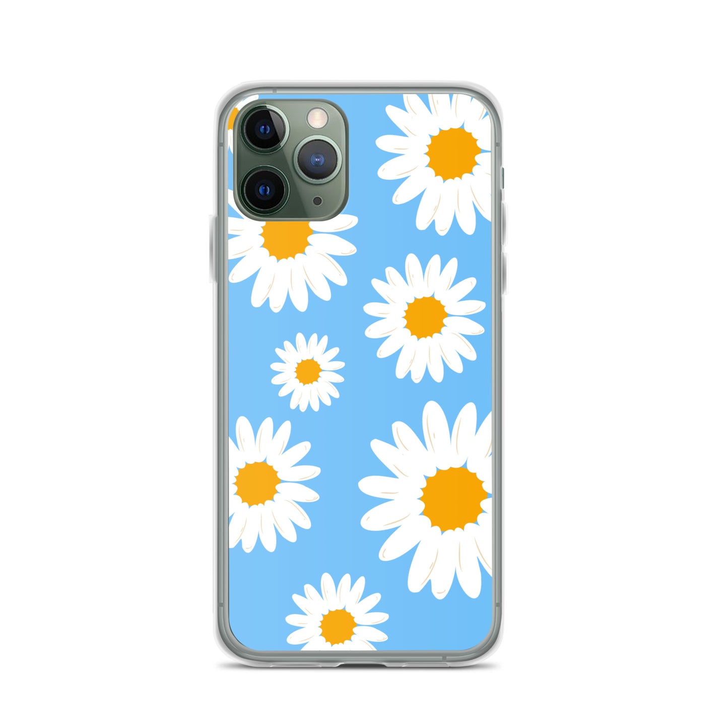 Abstract iPhone case Daisies on skyblue BG