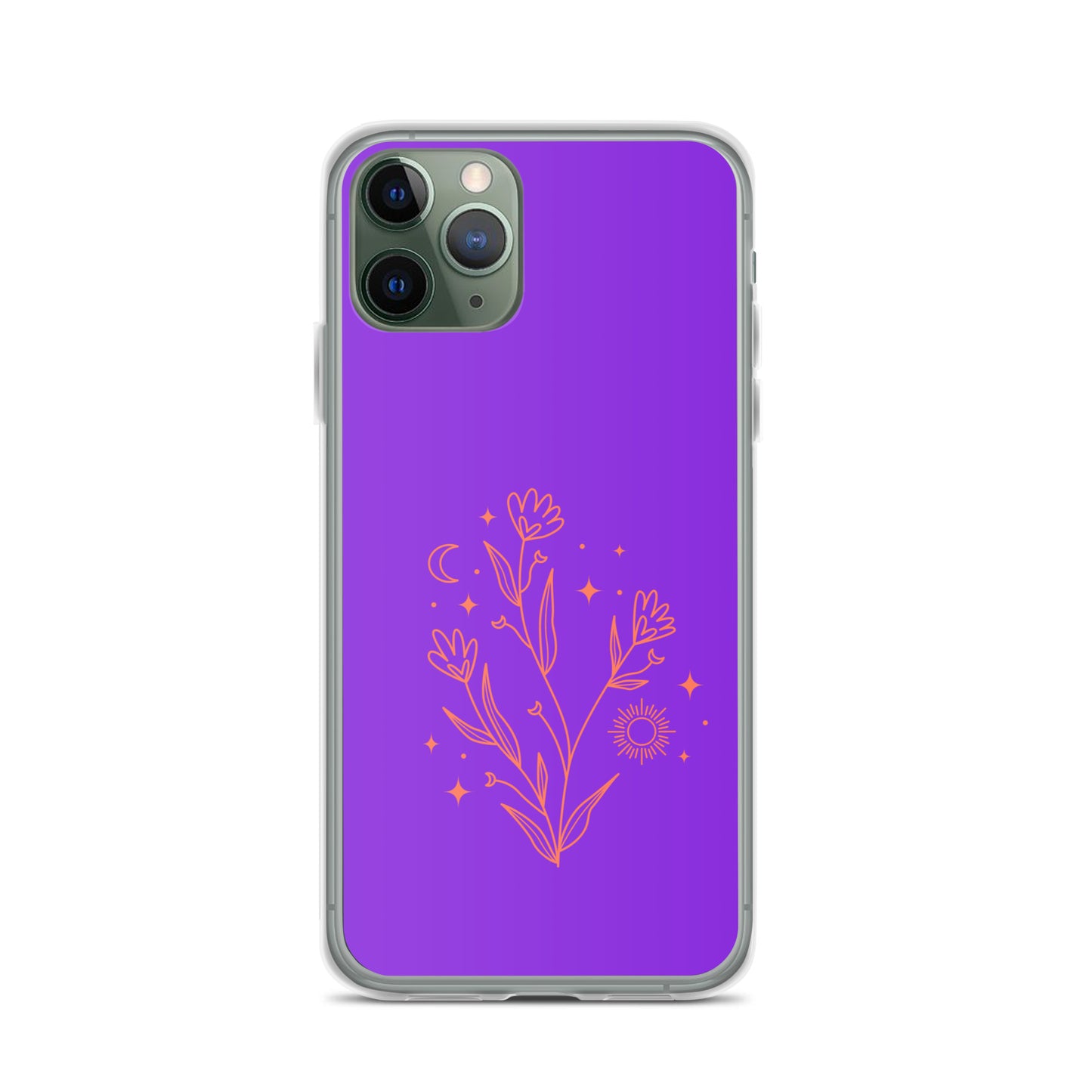 Abstract iPhone case red flowers on purple BG