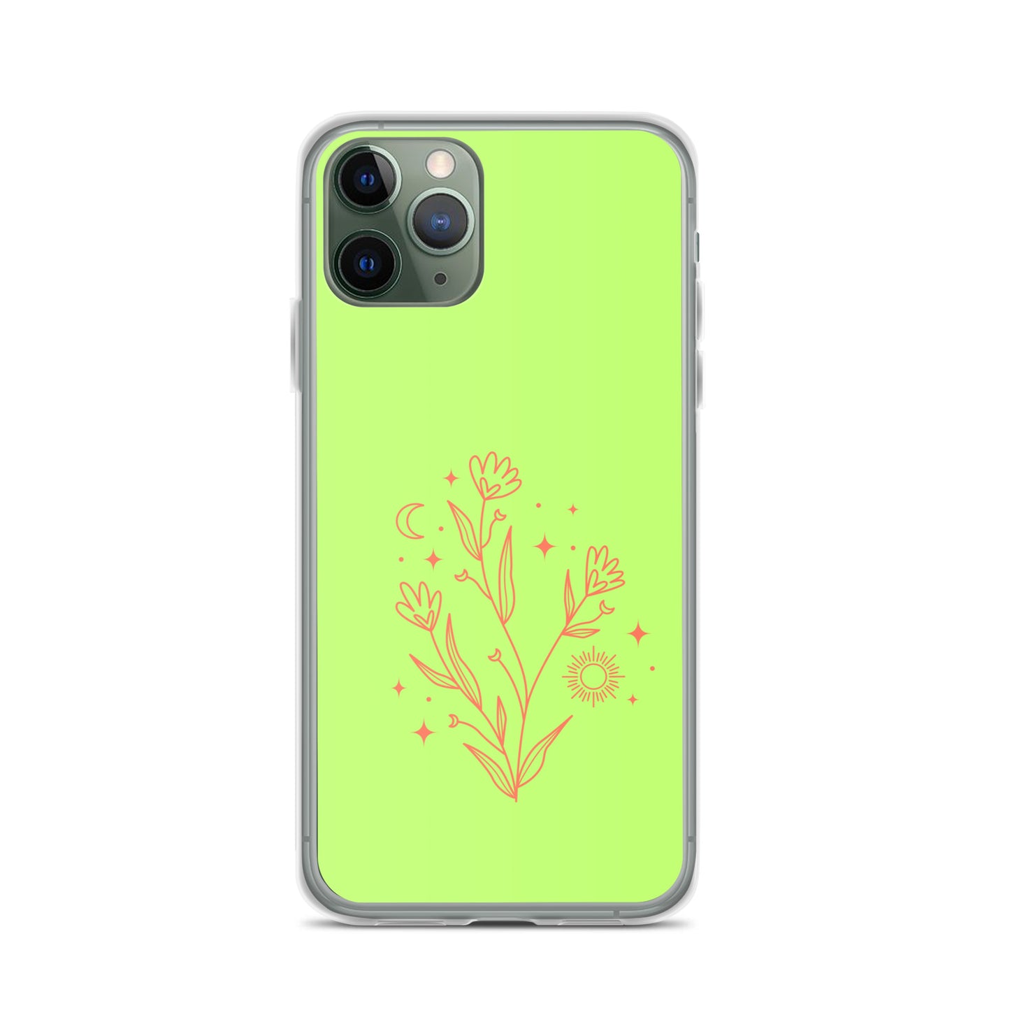 Abstract iPhone case flowers on light green BG