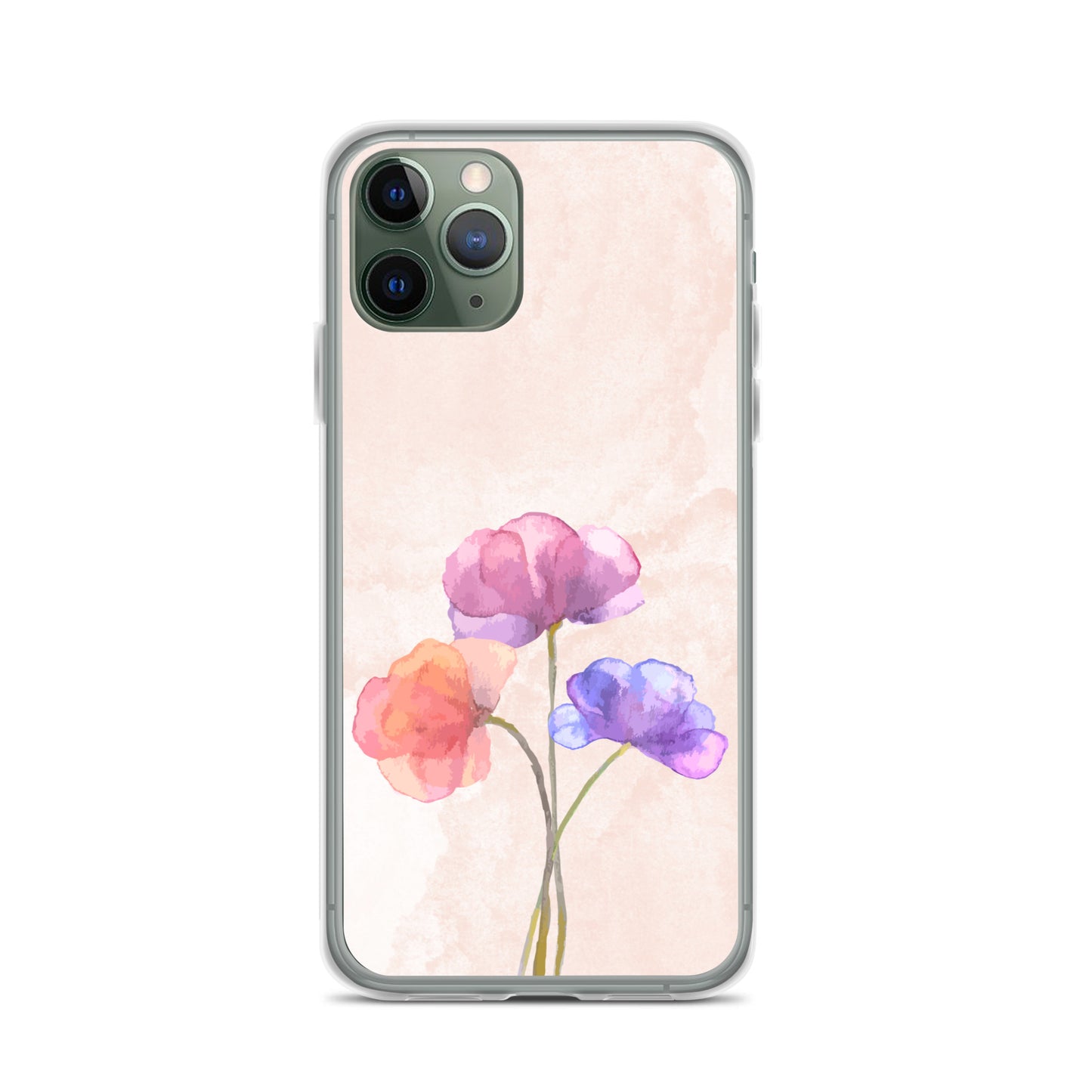 Abstract iPhone case 3 flowers on pink Bg