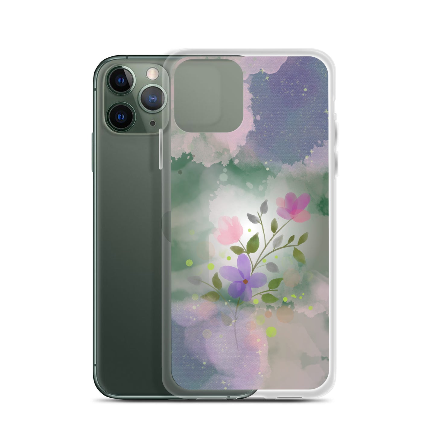 Abstract iPhone case flowers on a mixed colour Bg