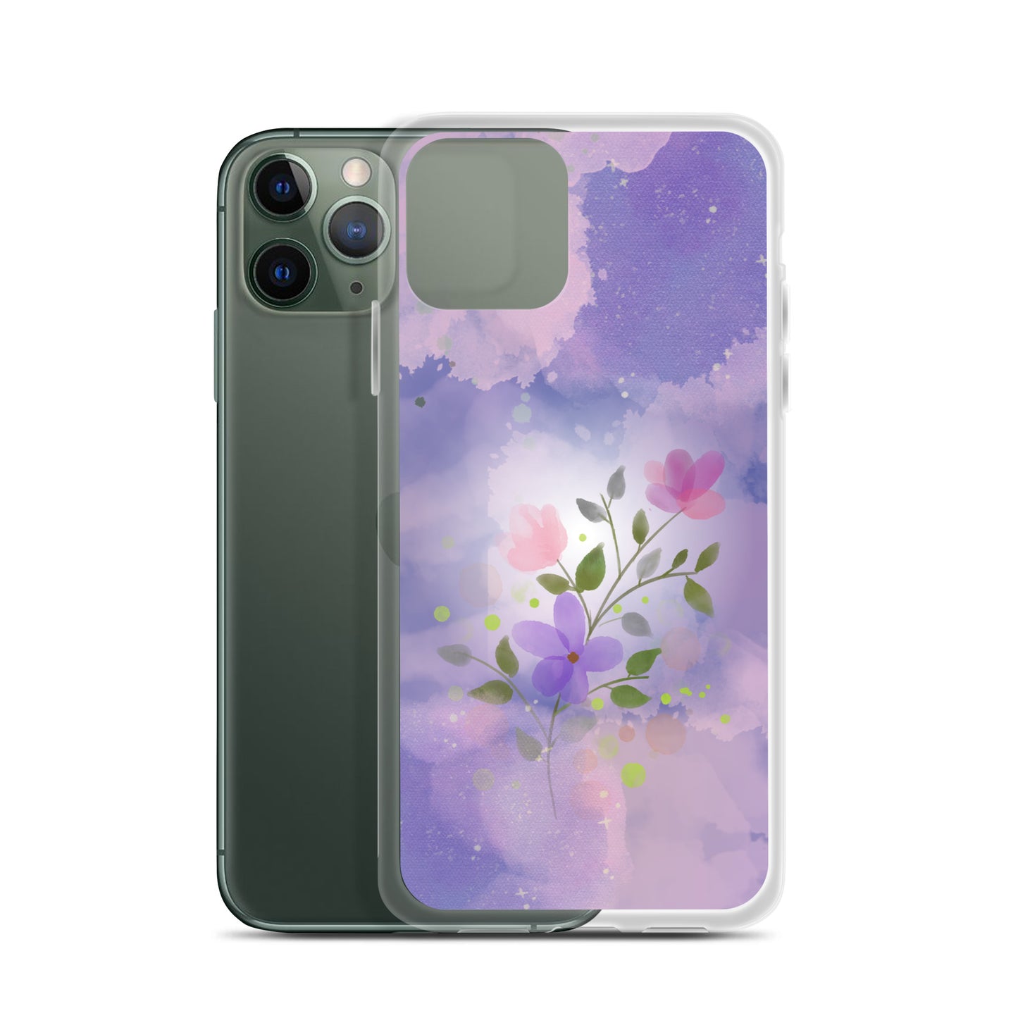 Abstract iPhone case flowers on a lilac Bg