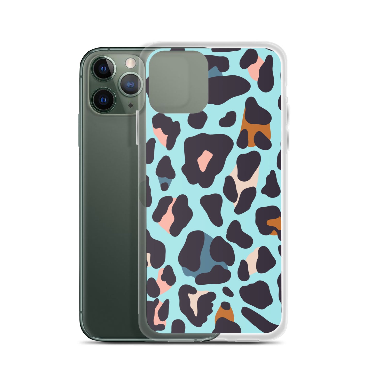 Abstract iPhone case blue leopard print