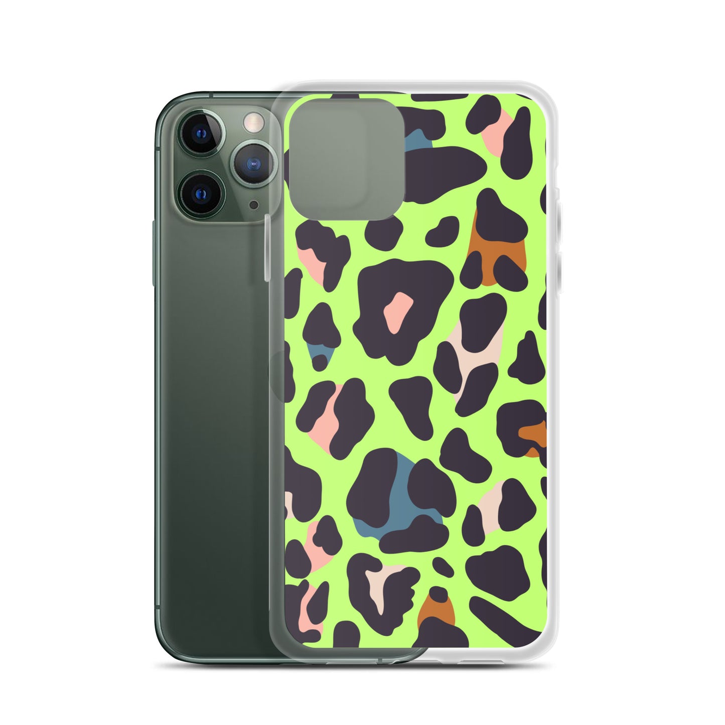 Abstract iPhone case lime leopard print