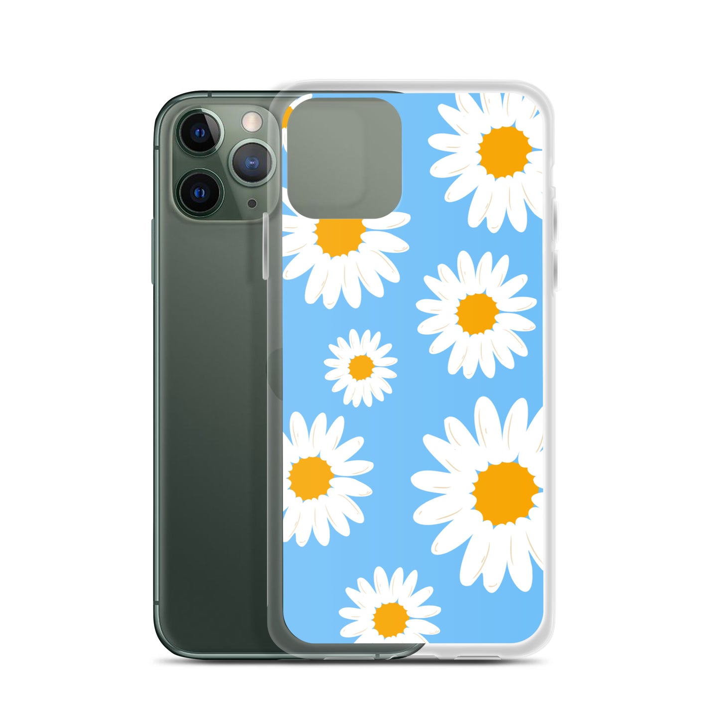 Abstract iPhone case Daisies on skyblue BG