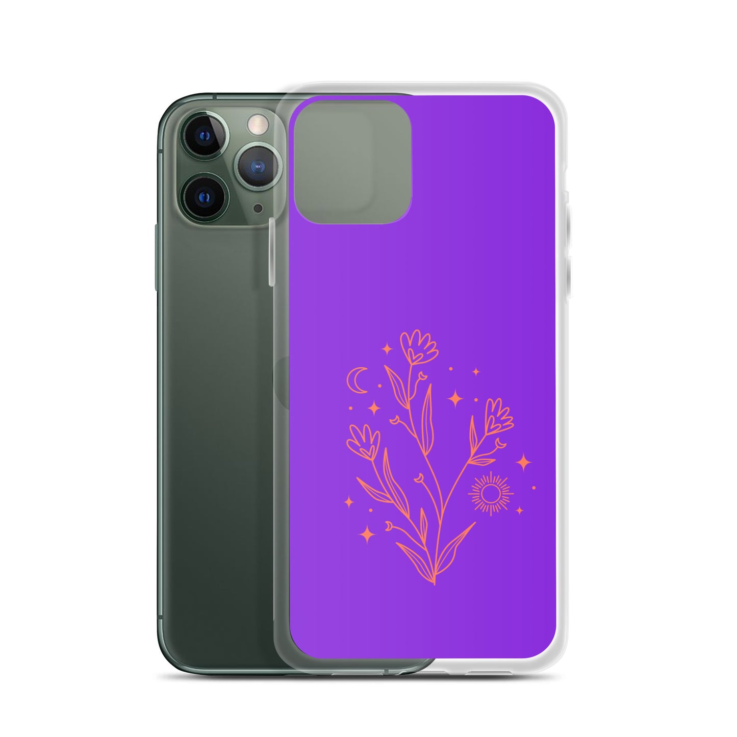 Abstract iPhone case red flowers on purple BG