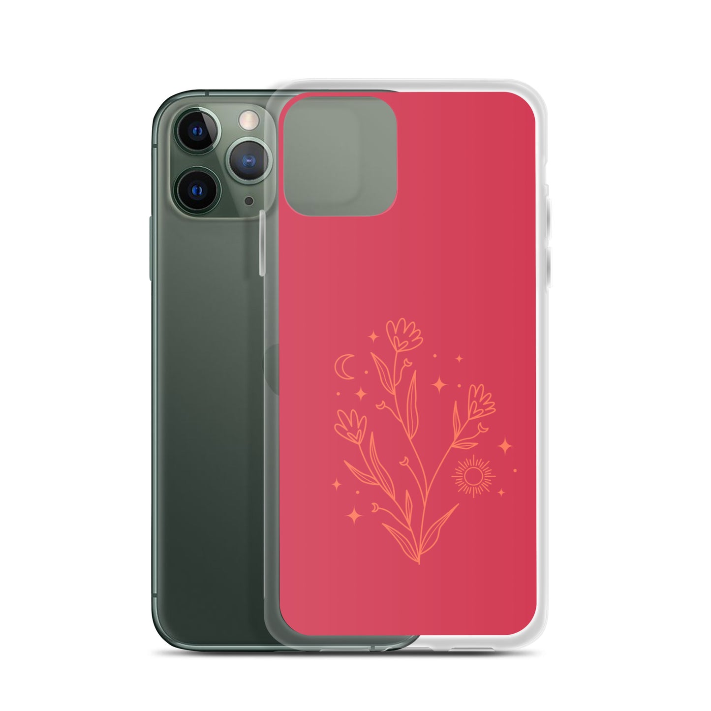 Abstract iPhone case flowers on red BG