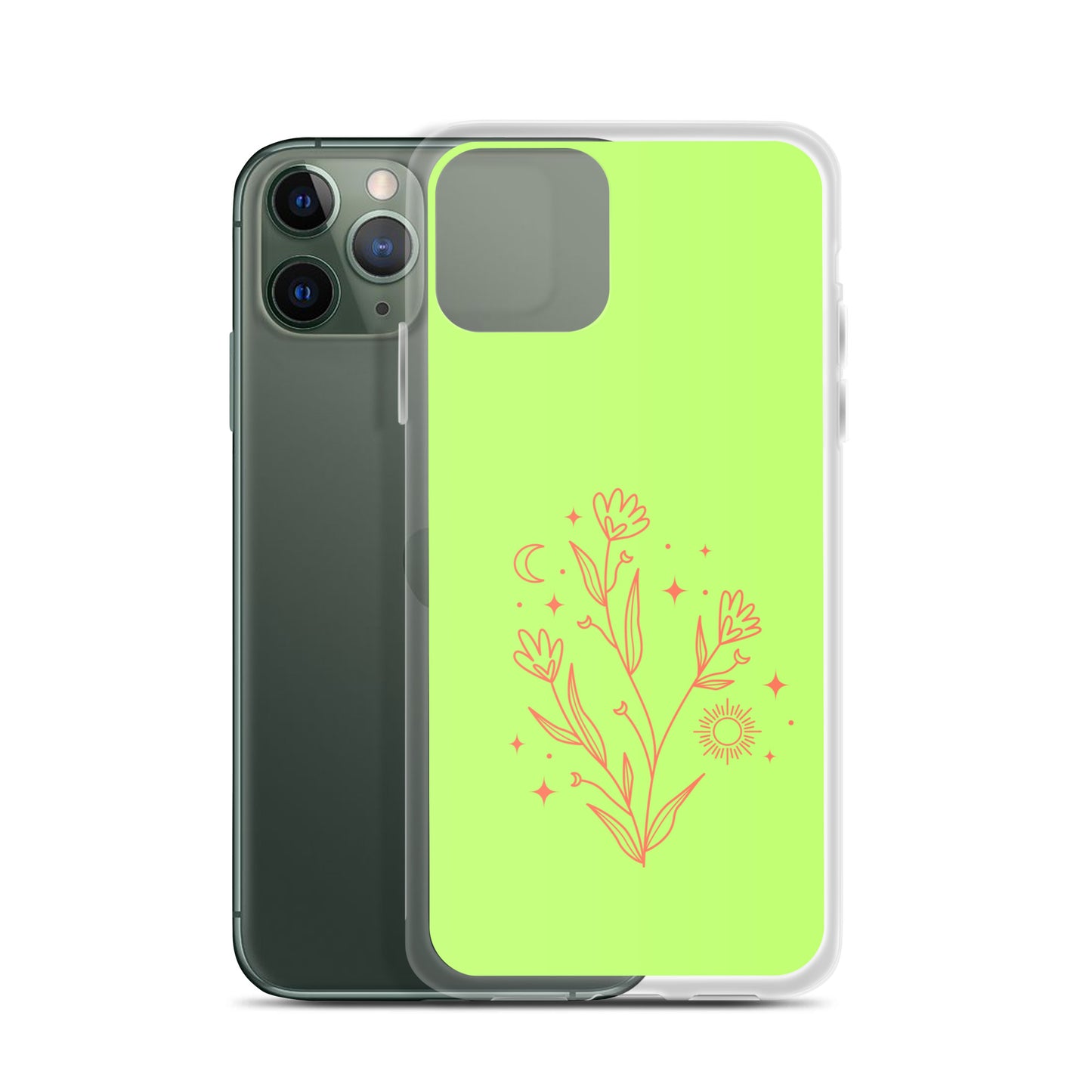 Abstract iPhone case flowers on light green BG