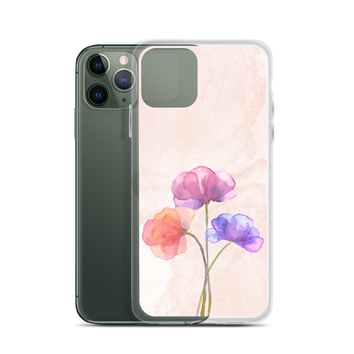 Abstract iPhone case 3 flowers on pink Bg