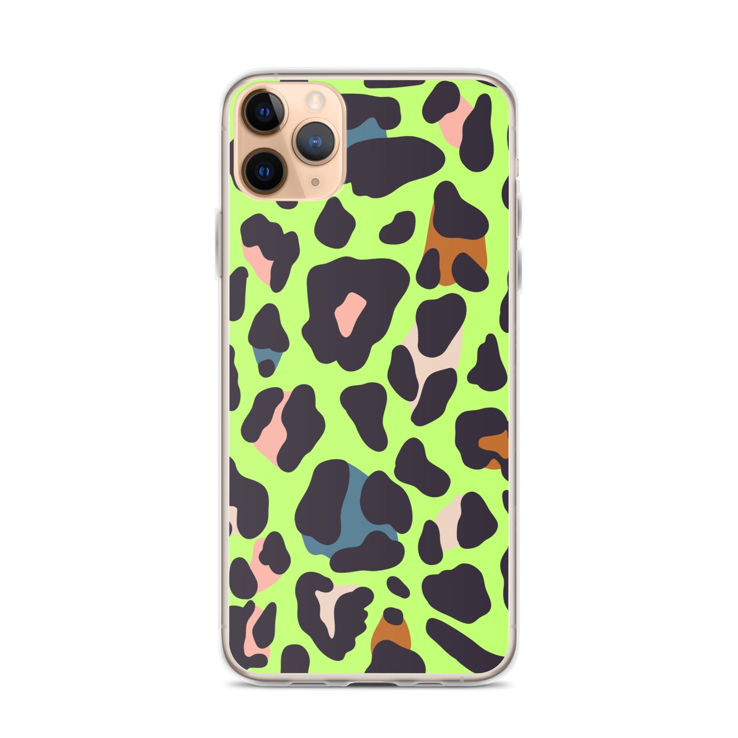 Abstract iPhone case lime leopard print