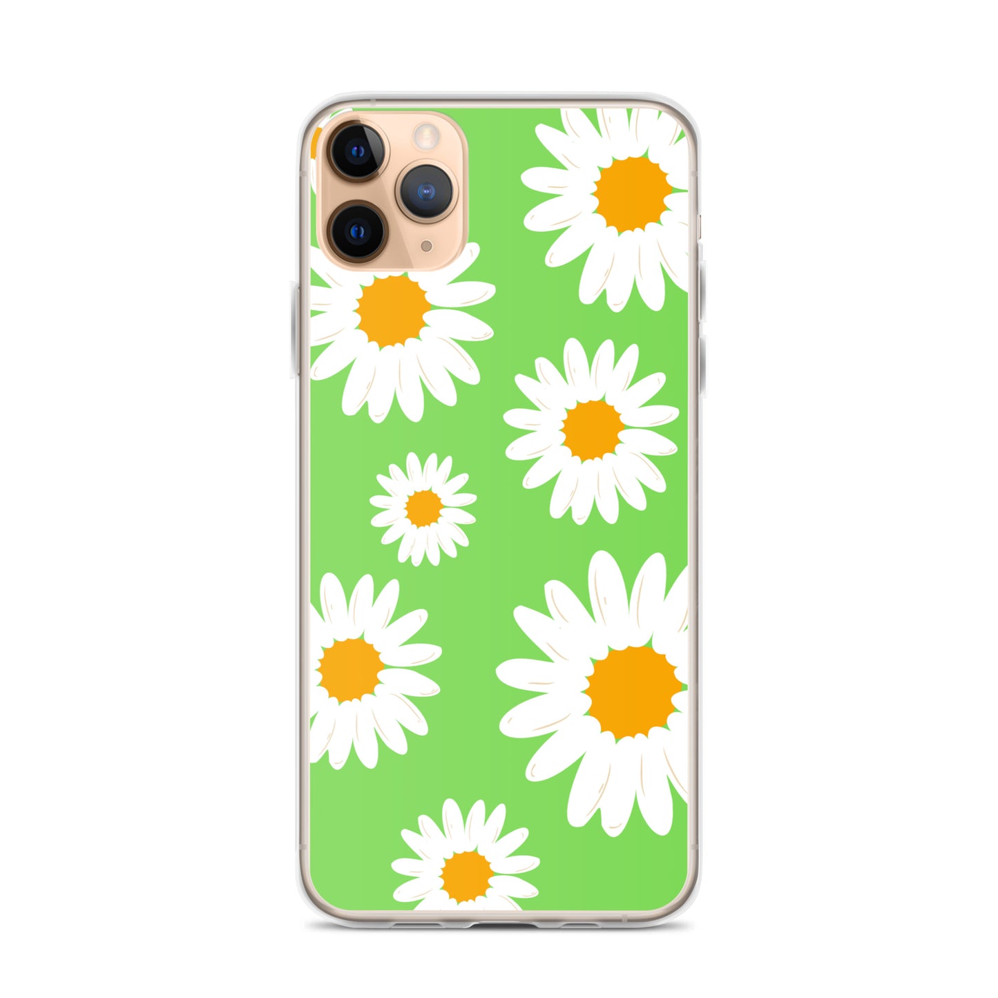 Abstract iPhone case daisies on a green BG