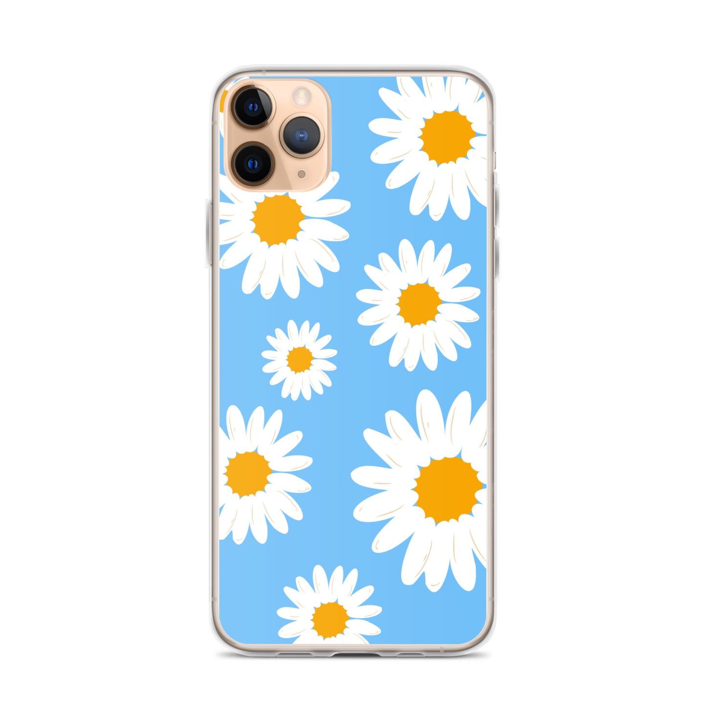 Abstract iPhone case Daisies on skyblue BG