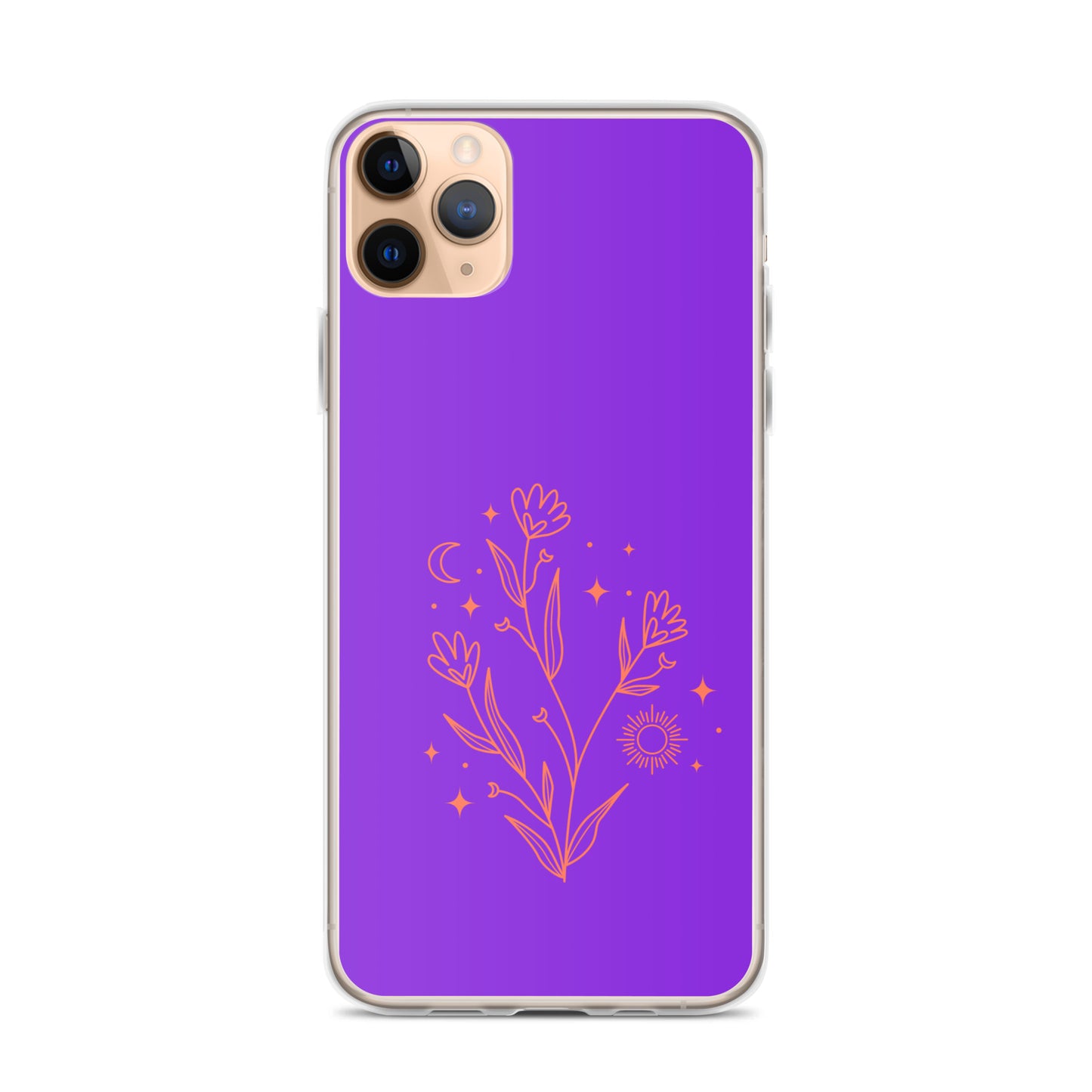 Abstract iPhone case red flowers on purple BG