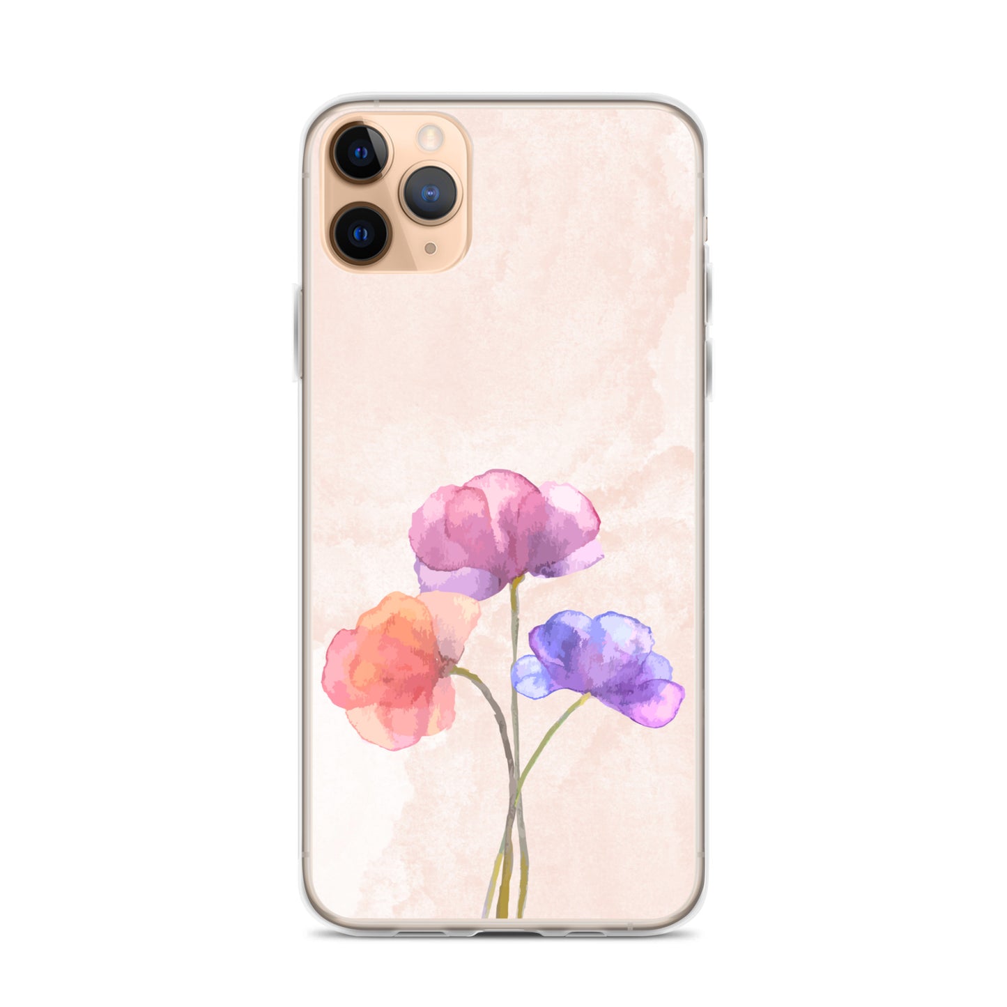 Abstract iPhone case 3 flowers on pink Bg