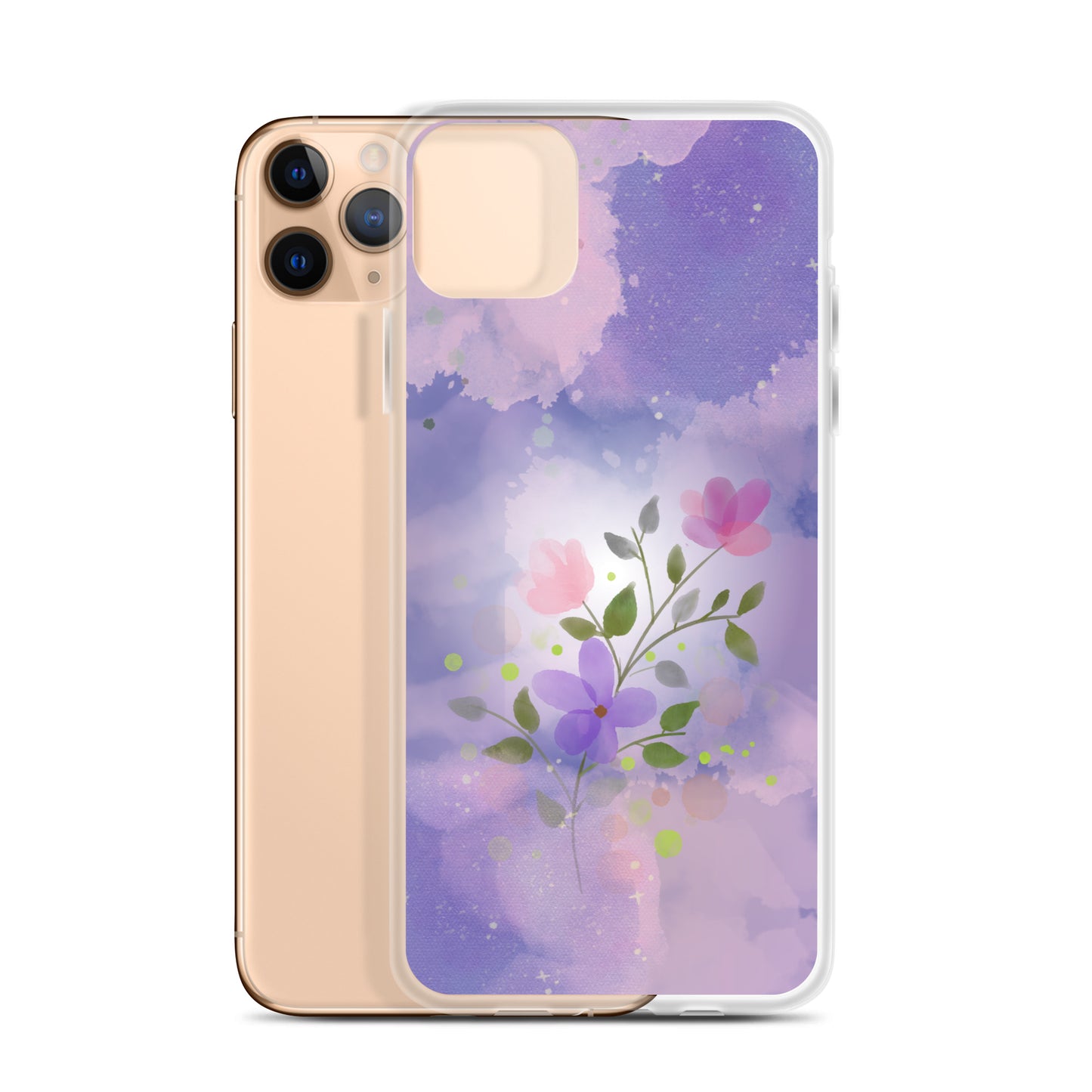 Abstract iPhone case flowers on a lilac Bg