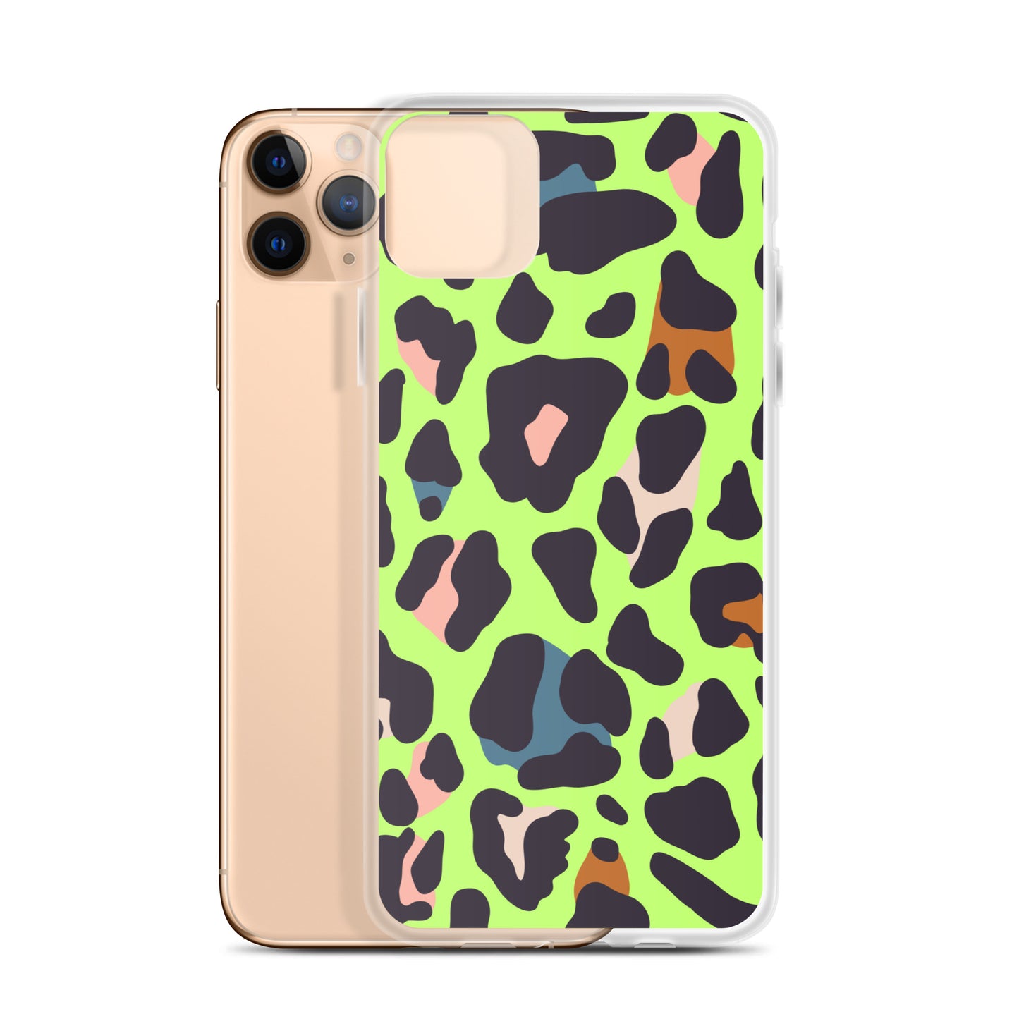 Abstract iPhone case lime leopard print