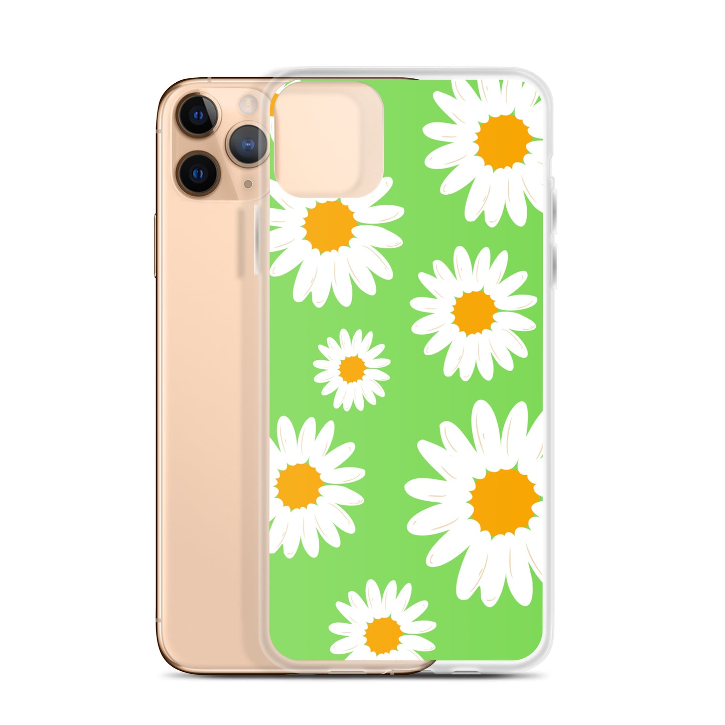 Abstract iPhone case daisies on a green BG