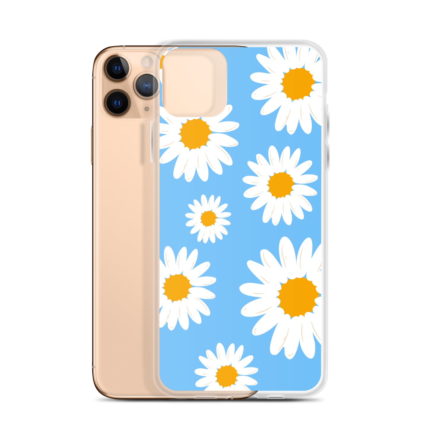 Abstract iPhone case Daisies on skyblue BG