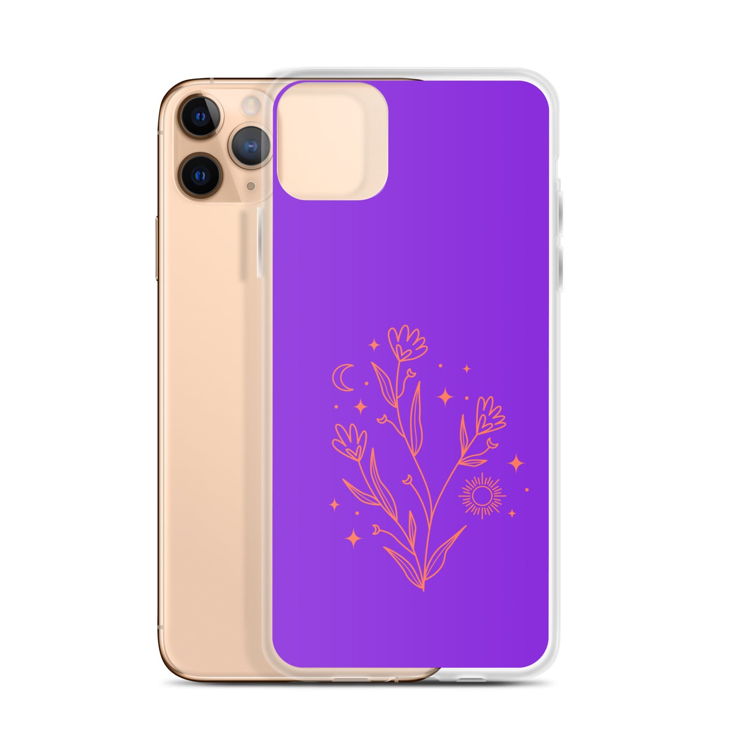 Abstract iPhone case red flowers on purple BG