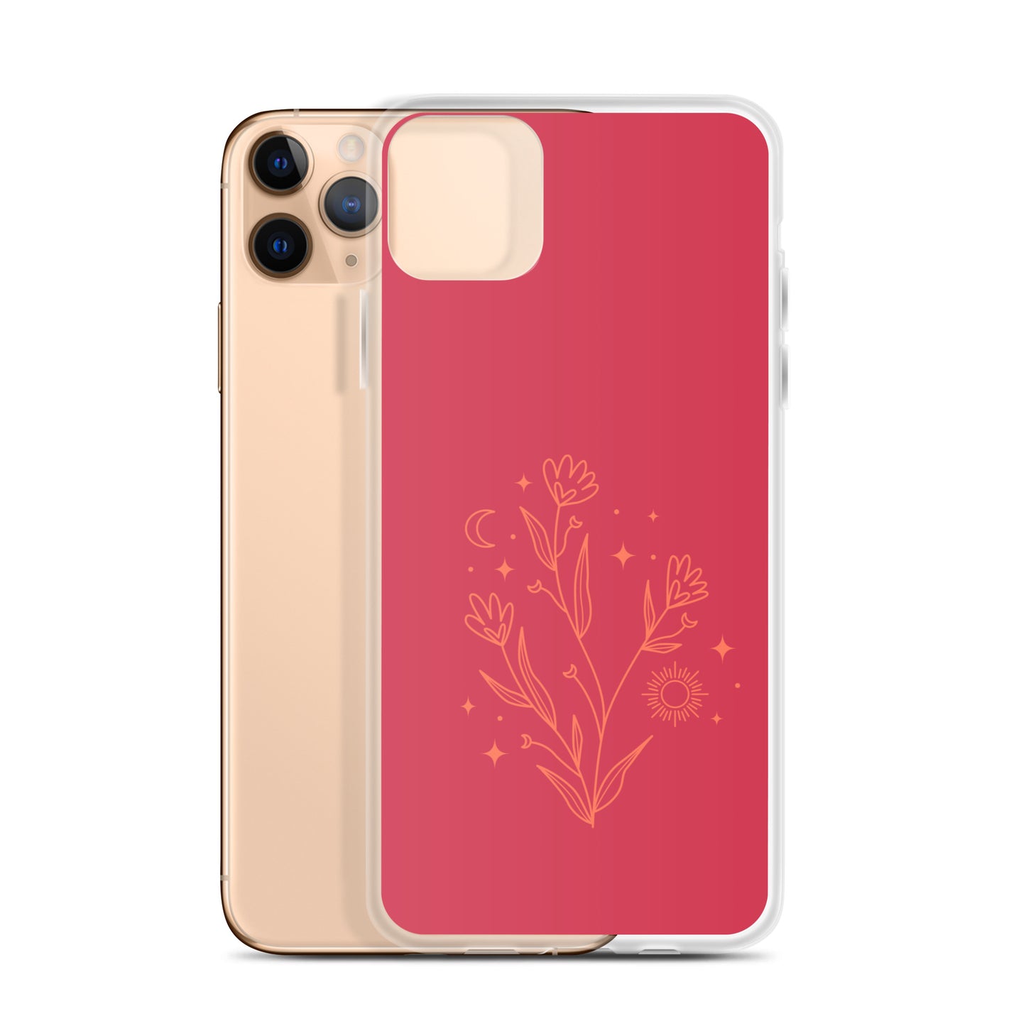 Abstract iPhone case flowers on red BG