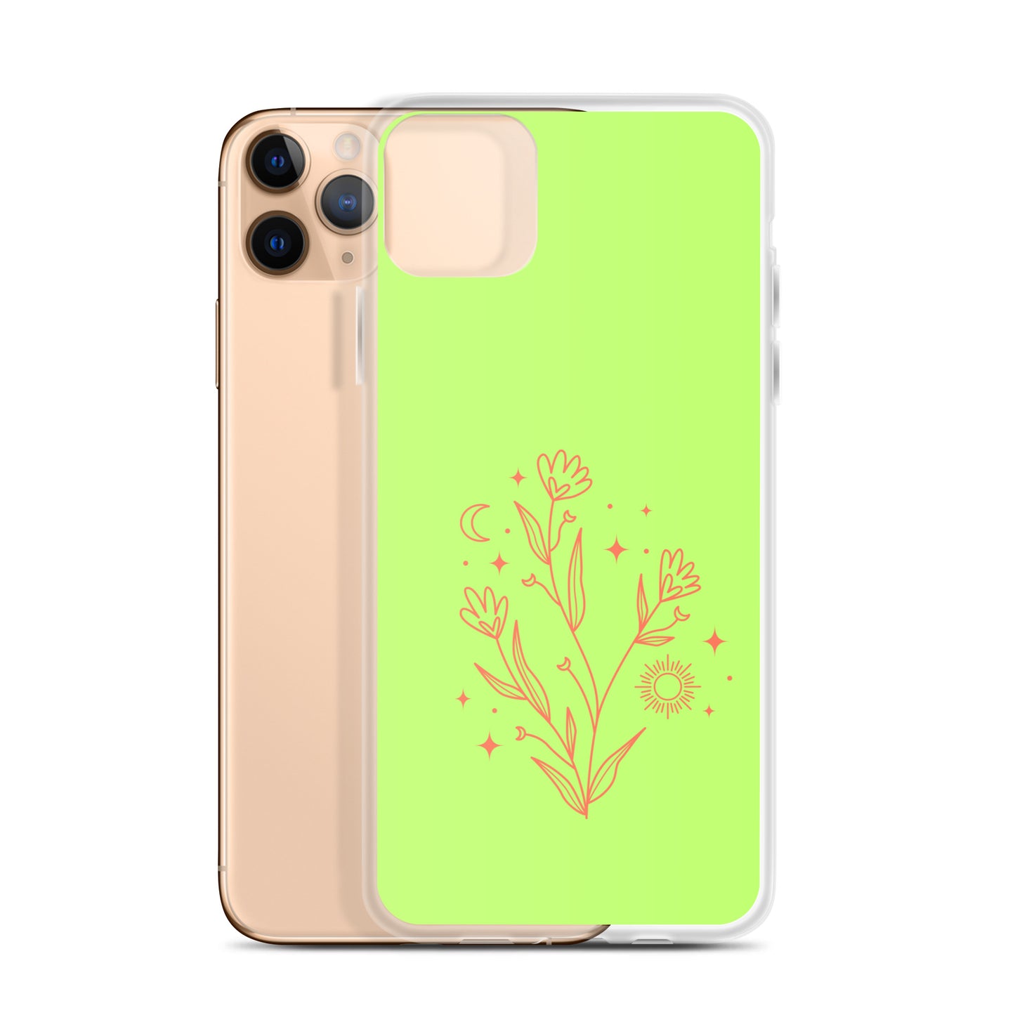 Abstract iPhone case flowers on light green BG