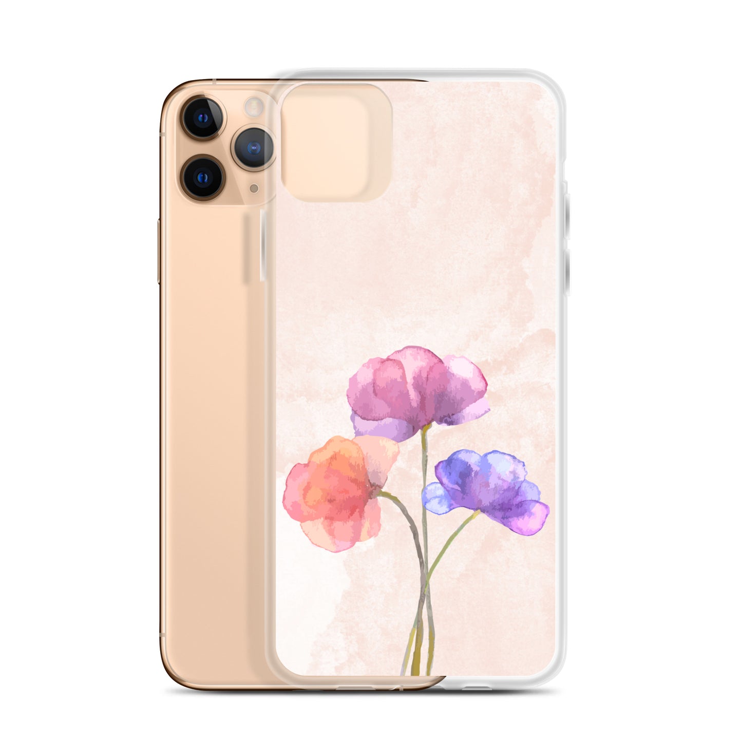 Abstract iPhone case 3 flowers on pink Bg