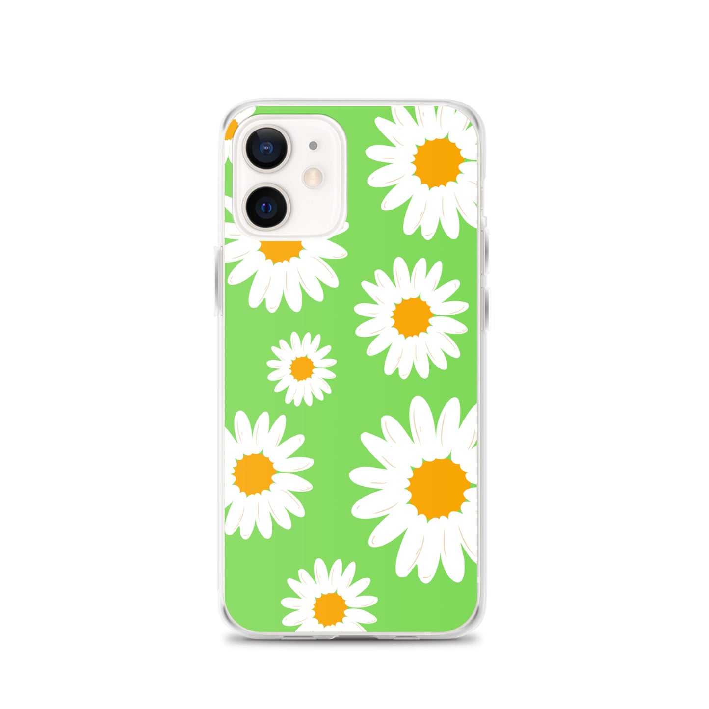 Abstract iPhone case daisies on a green BG