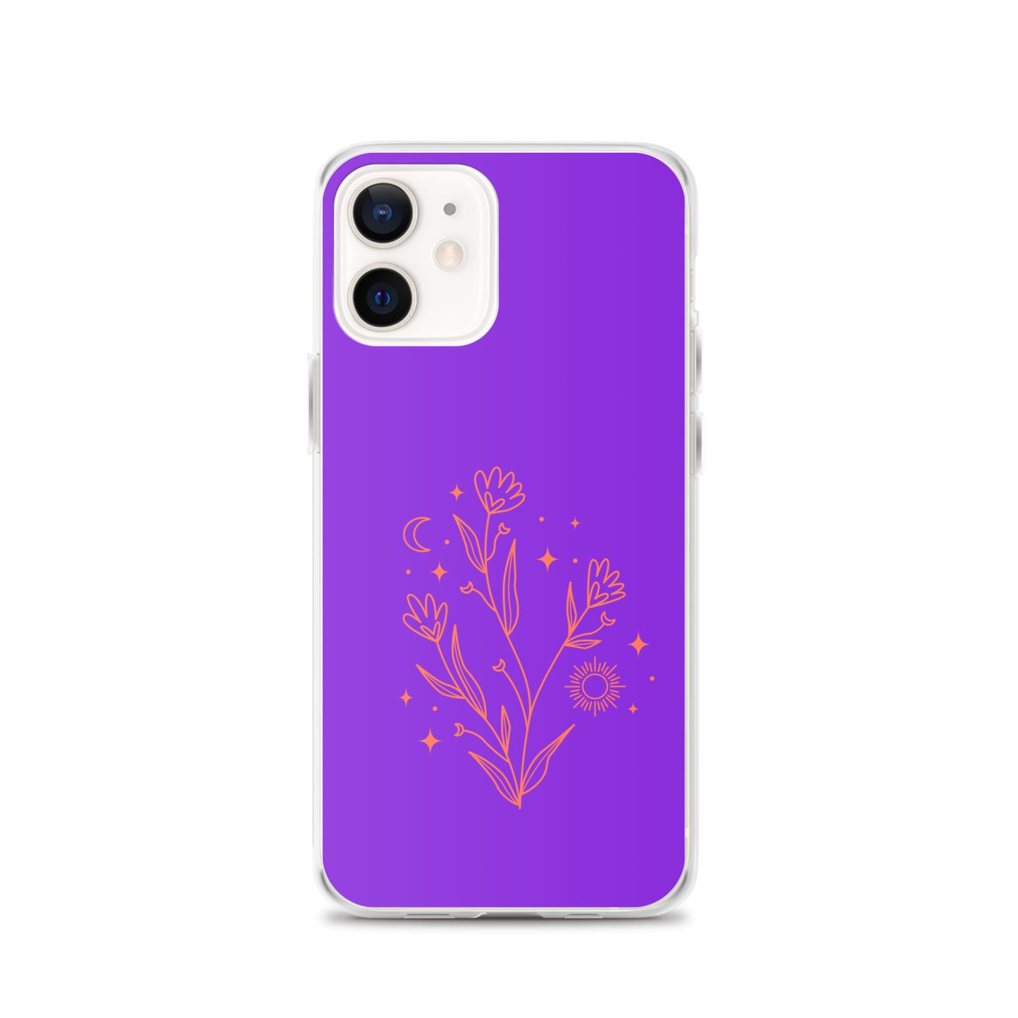 Abstract iPhone case red flowers on purple BG