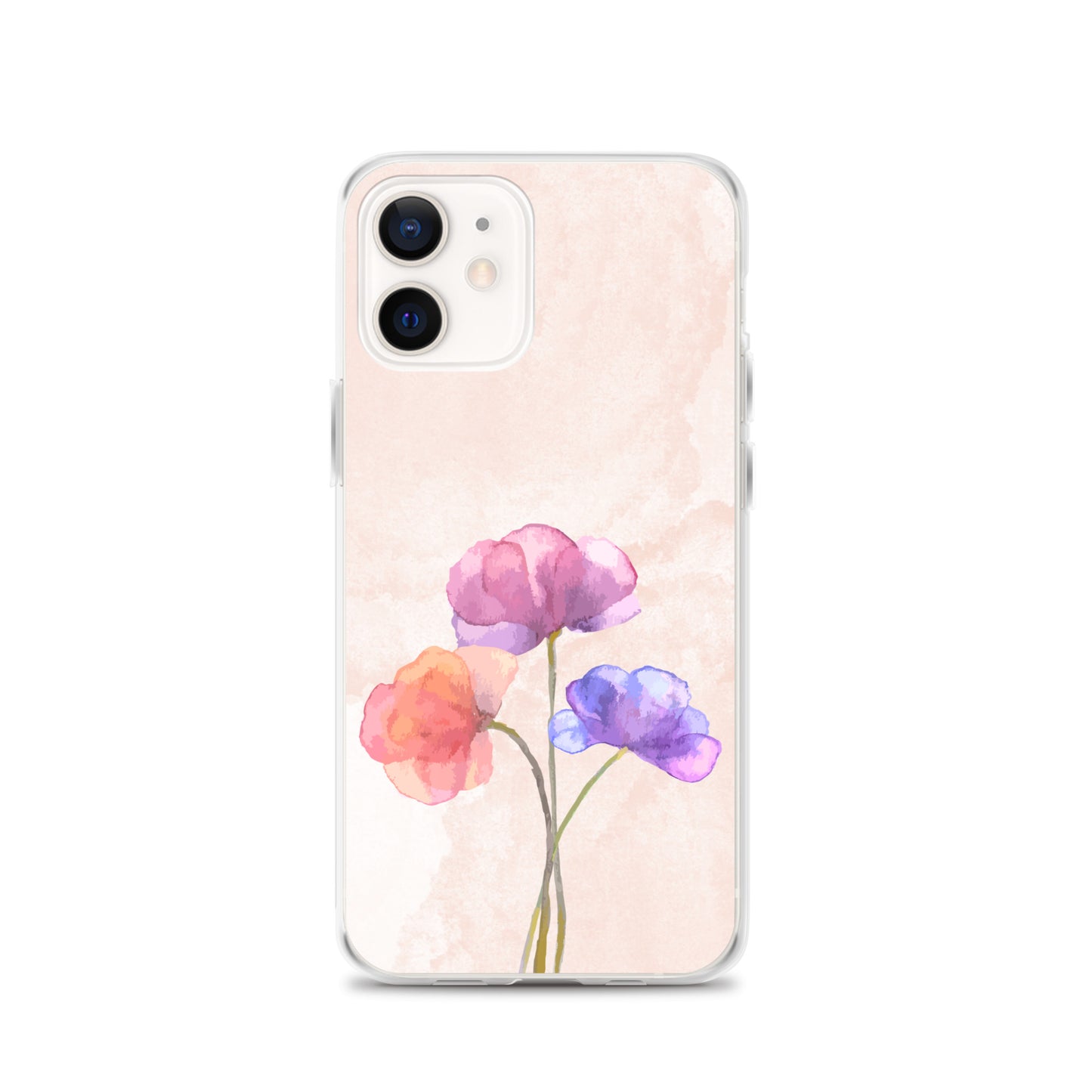 Abstract iPhone case 3 flowers on pink Bg