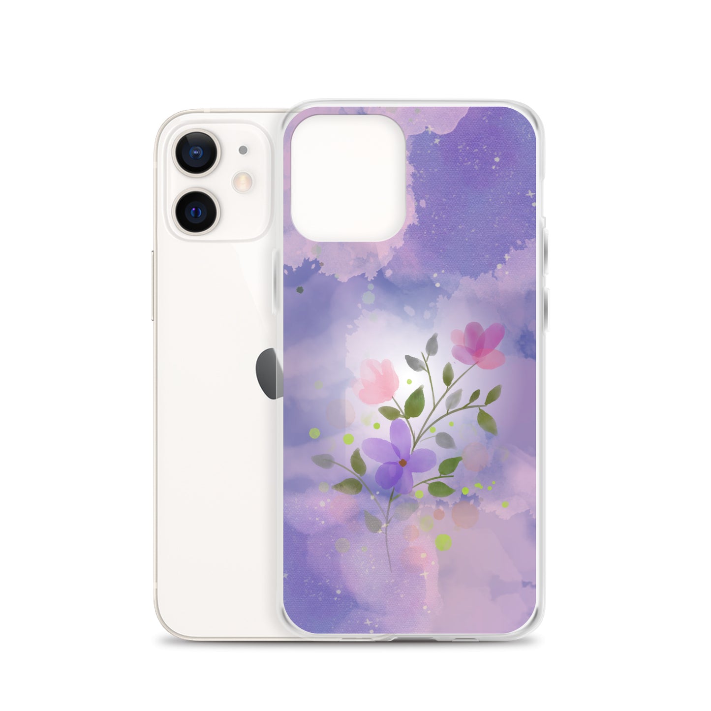 Abstract iPhone case flowers on a lilac Bg