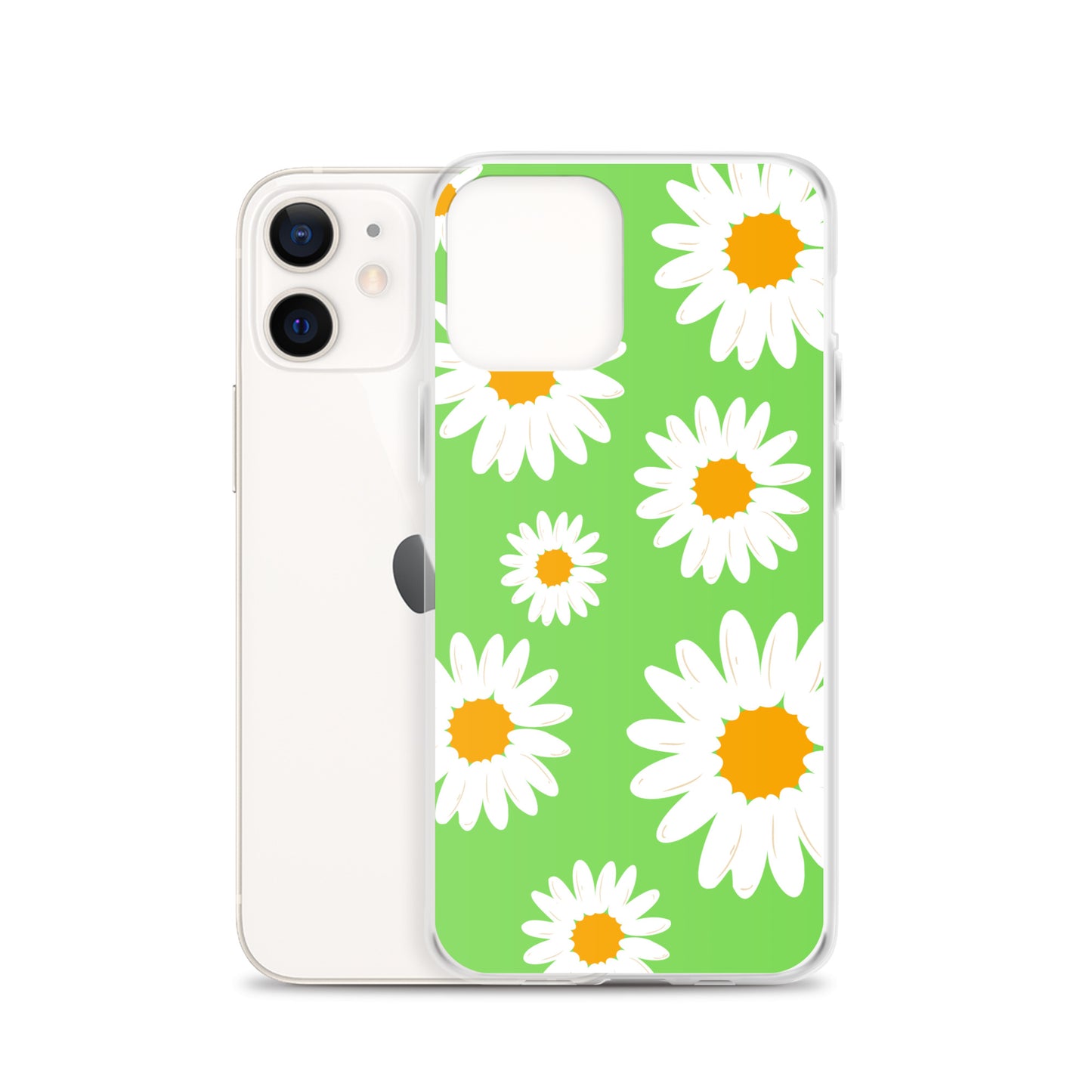 Abstract iPhone case daisies on a green BG