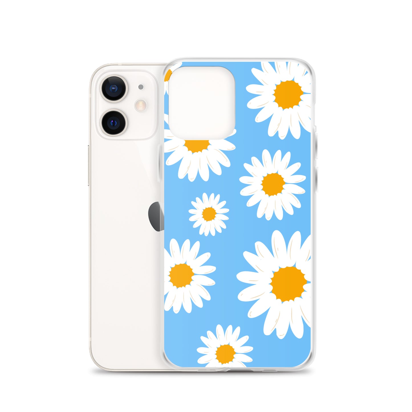 Abstract iPhone case Daisies on skyblue BG