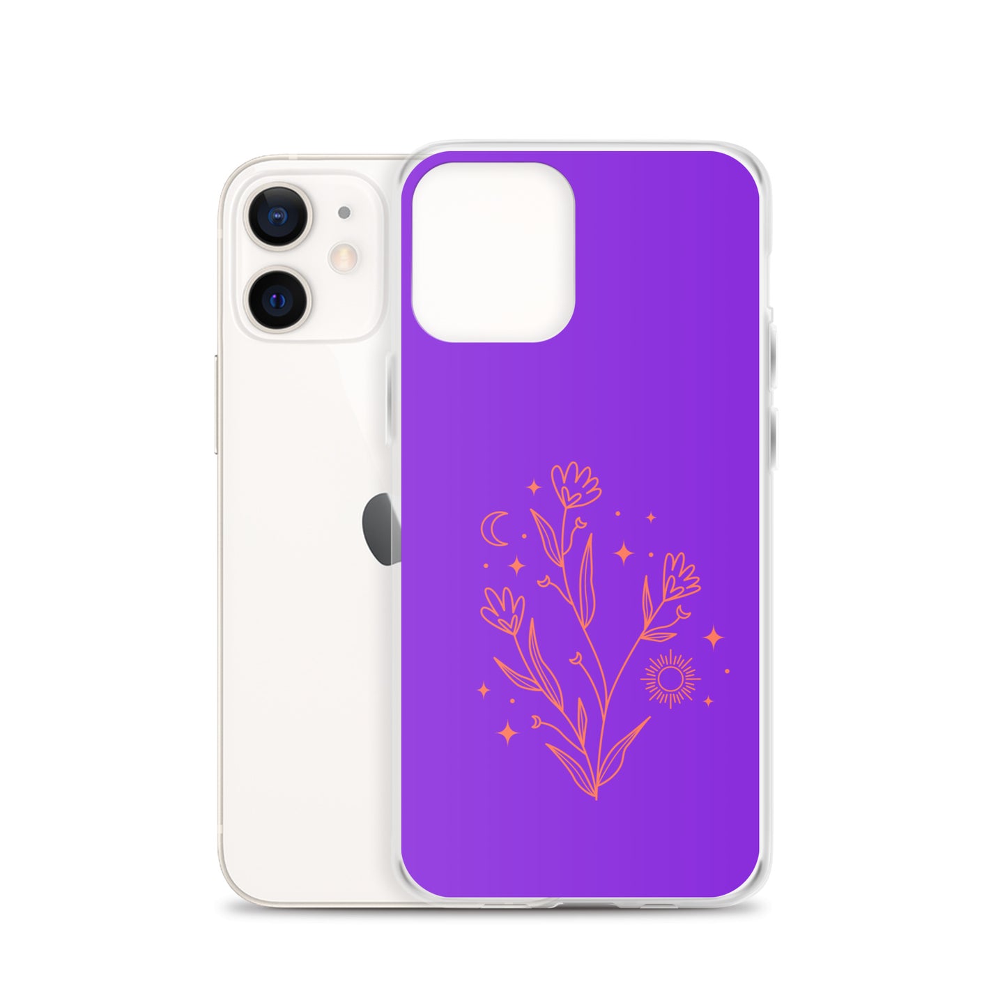 Abstract iPhone case red flowers on purple BG