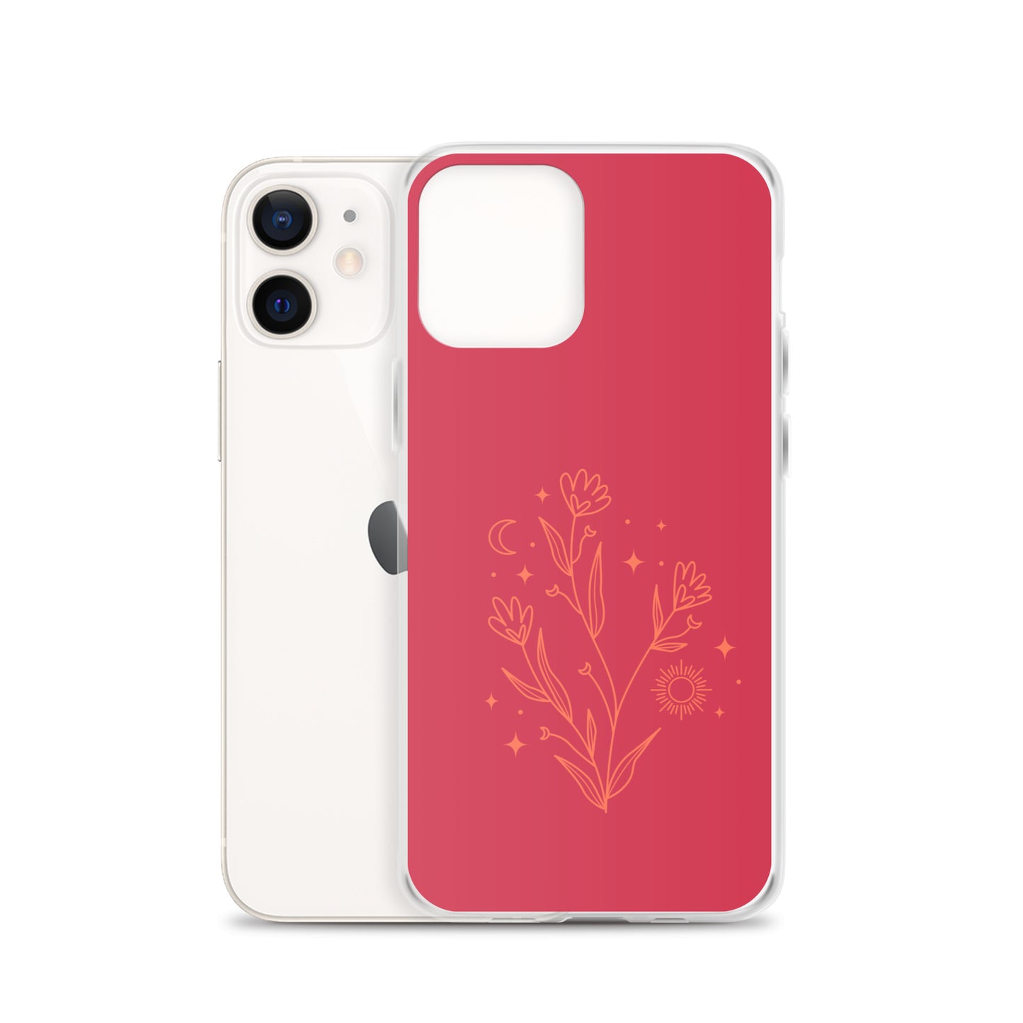 Abstract iPhone case flowers on red BG