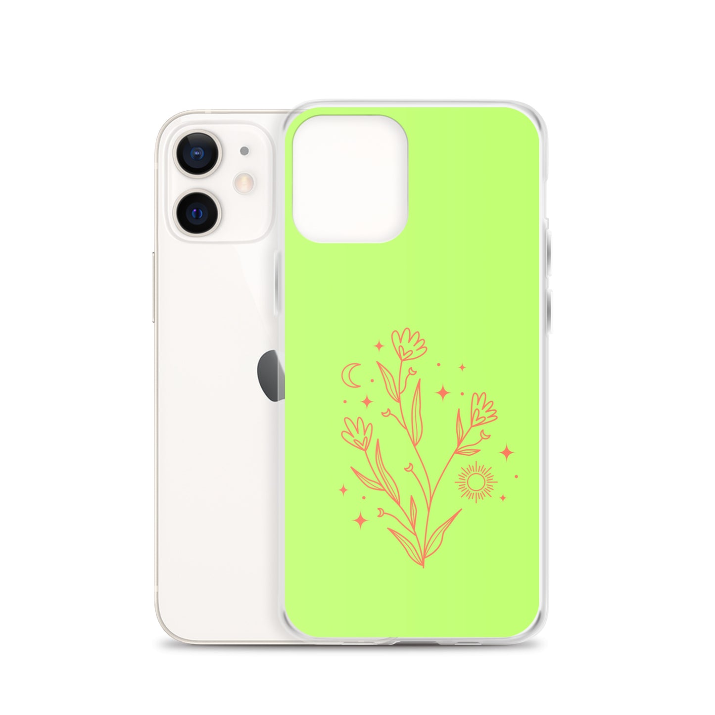 Abstract iPhone case flowers on light green BG