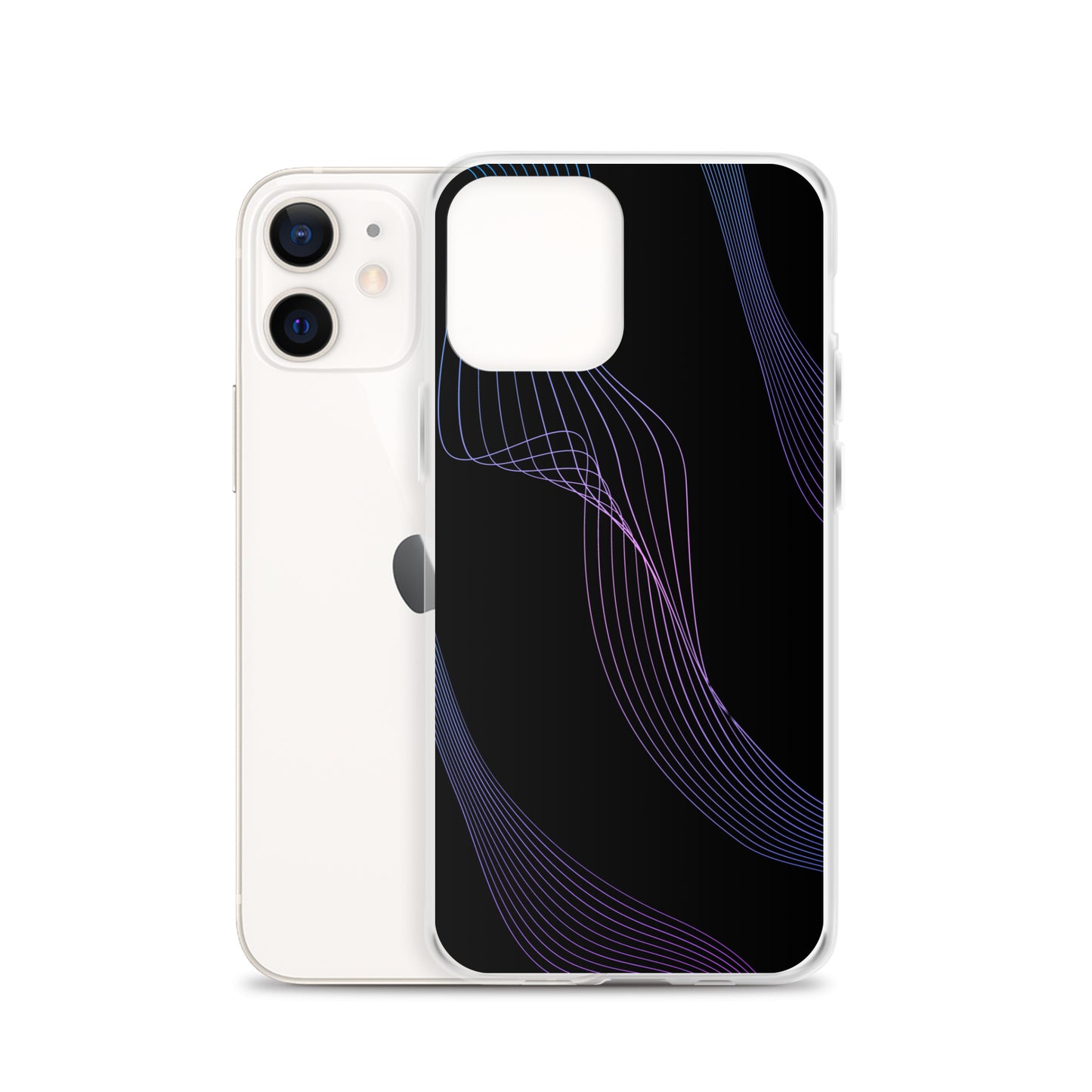 Abstract iPhone case black with blue/pink webbed lines