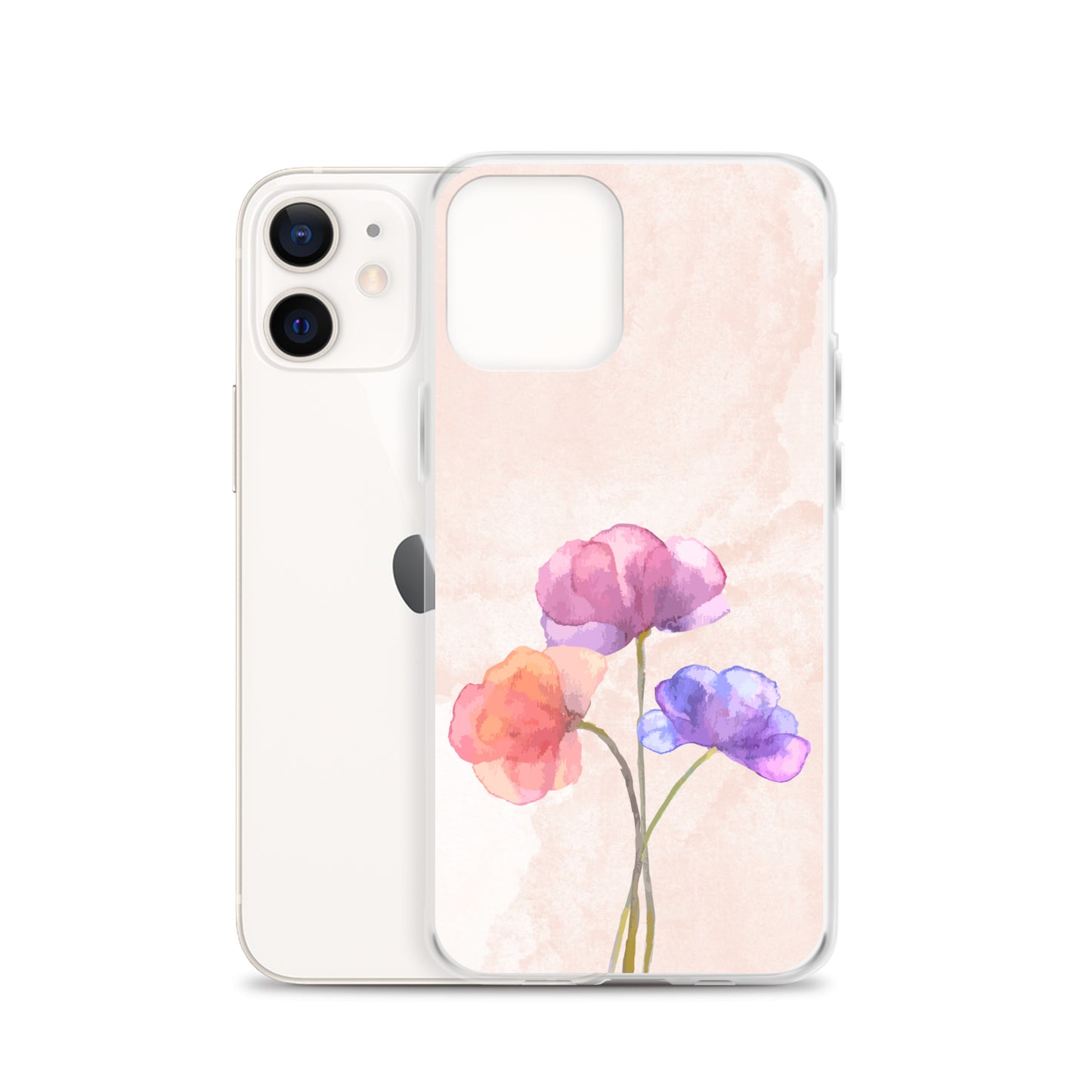 Abstract iPhone case 3 flowers on pink Bg